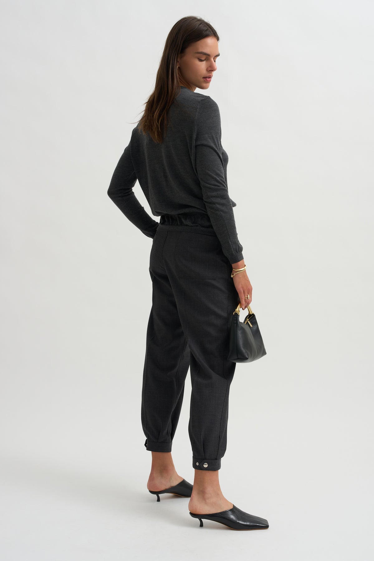 Trousers, Black &amp; White Melange