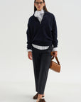 Long Sleeve Polo Shirt With Zipper, Navy