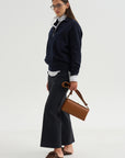Long Sleeve Polo Shirt With Zipper, Navy