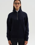 Long Sleeve Polo Shirt With Zipper, Navy