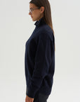 Long Sleeve Polo Shirt With Zipper, Navy