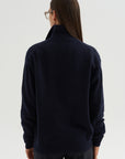 Long Sleeve Polo Shirt With Zipper, Navy