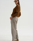 Long Sleeve Polo Double Collar, Brown & Pink