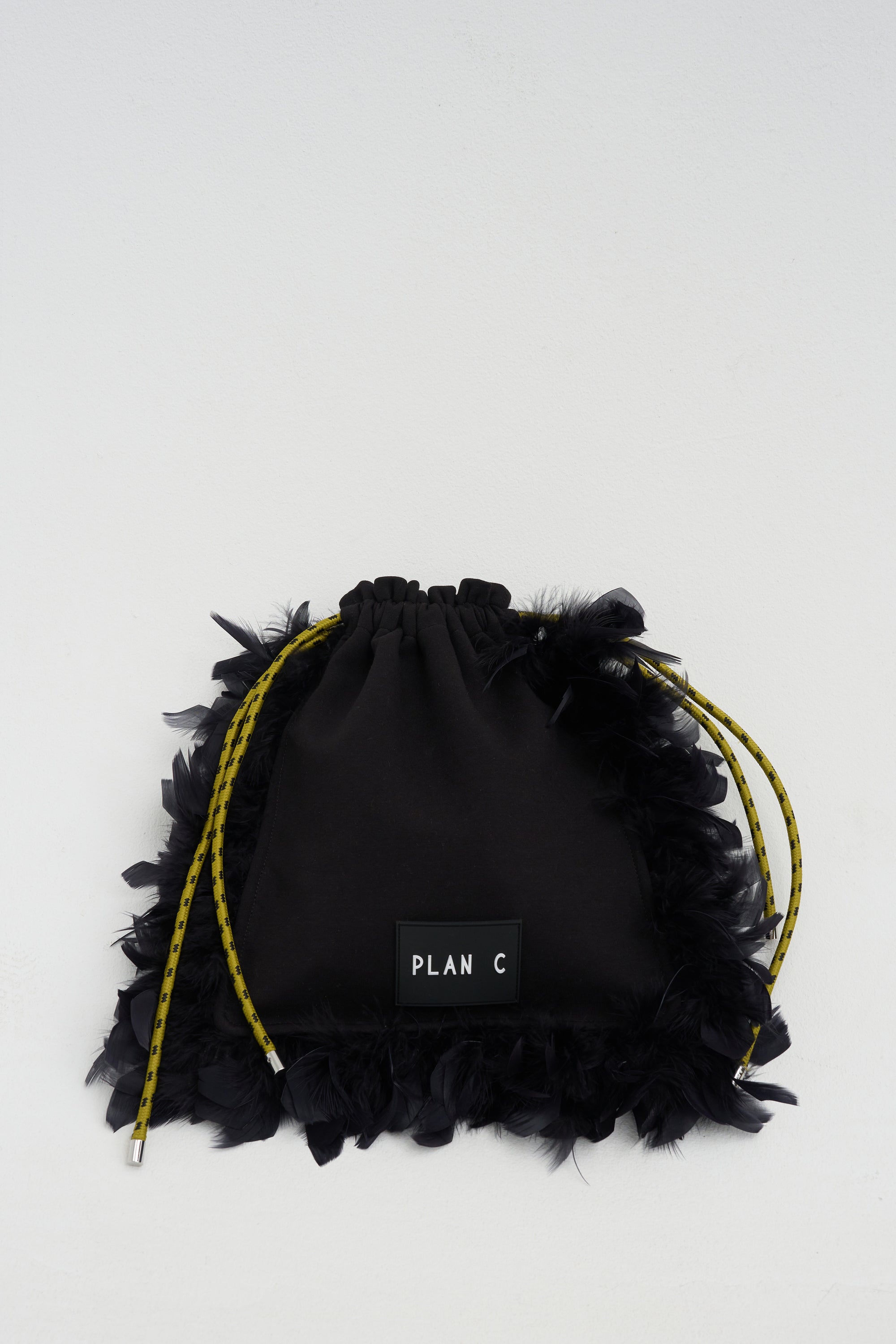 Fleece Pouch with Feather, Black