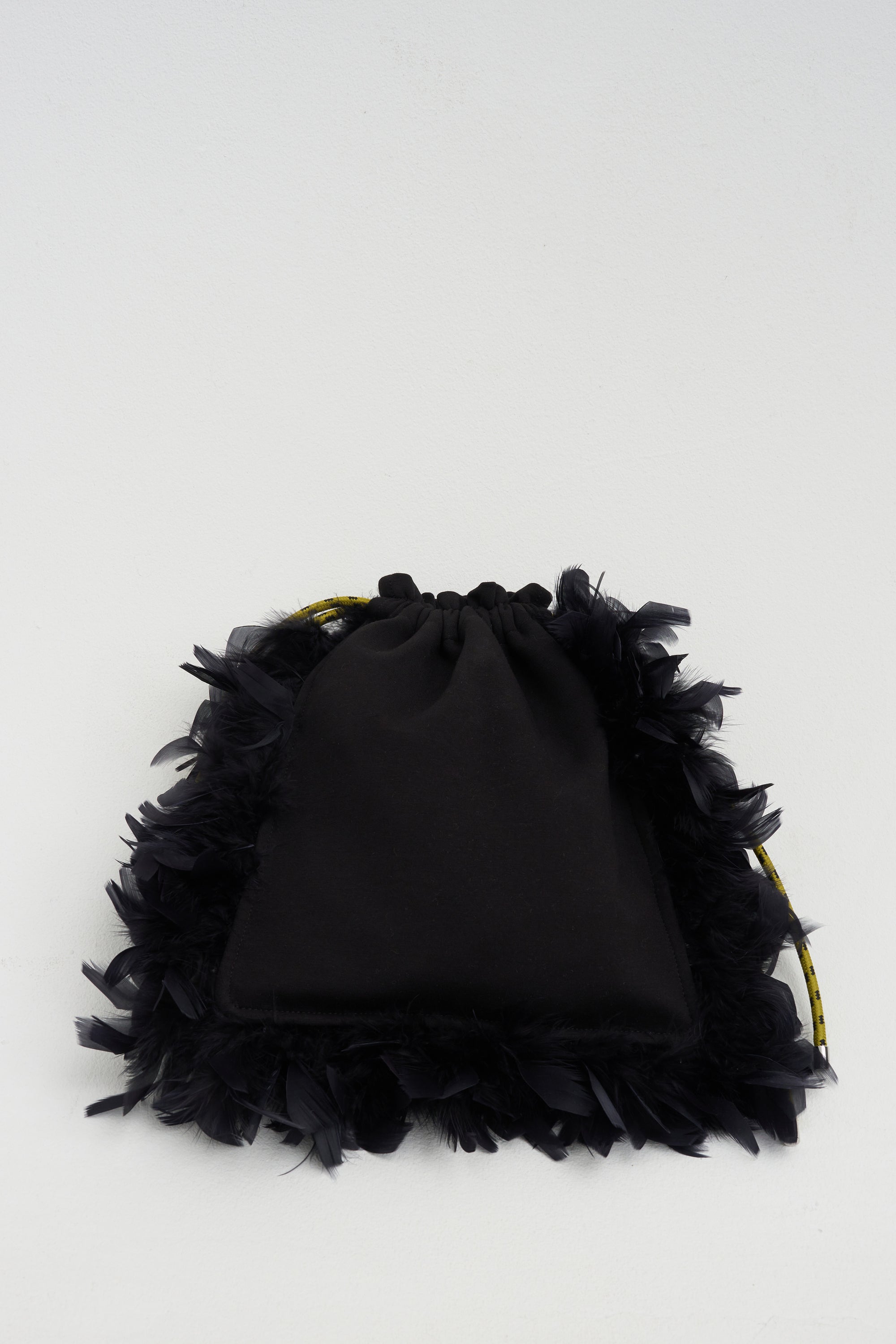 Fleece Pouch with Feather, Black