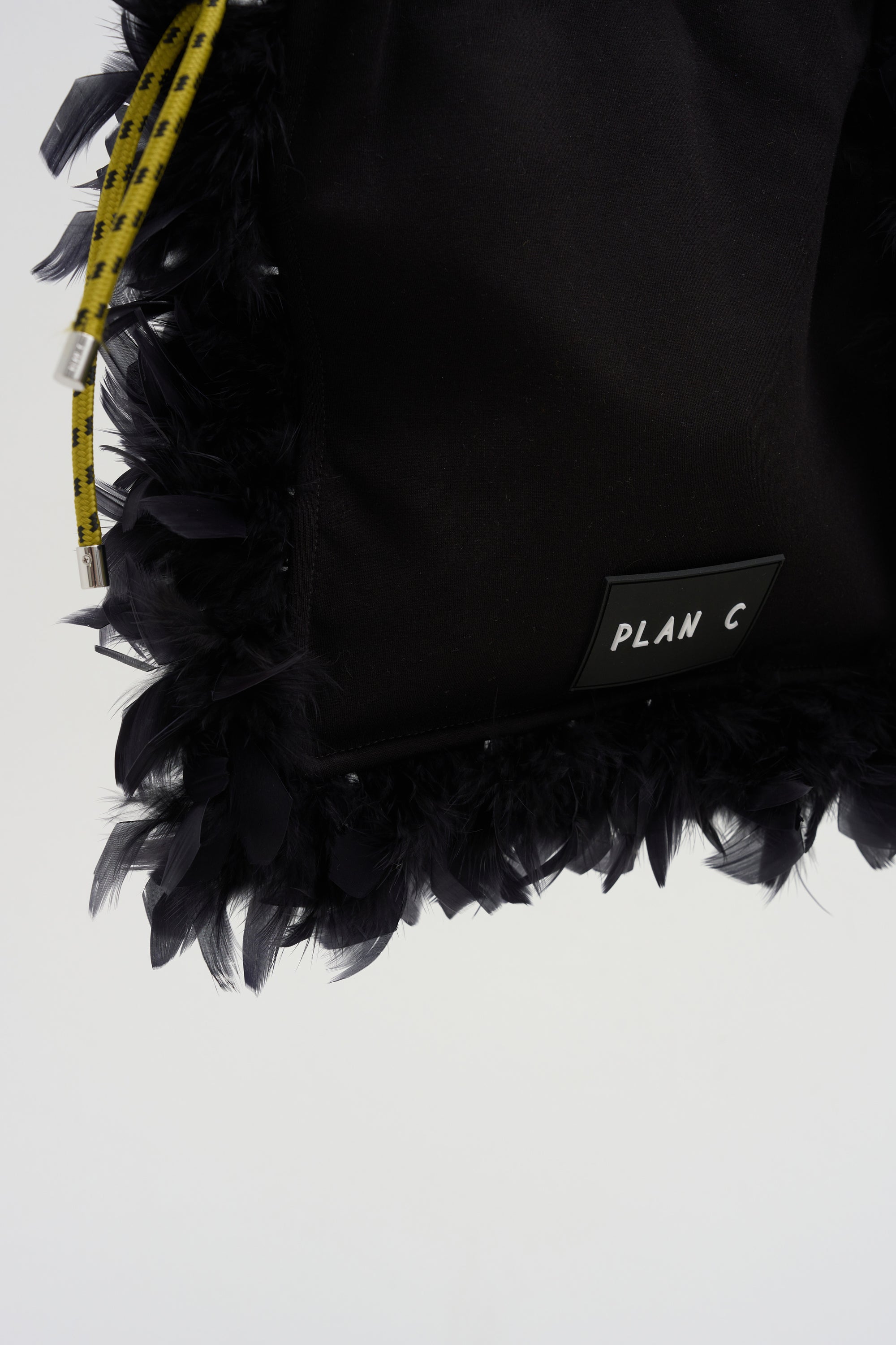 Fleece Pouch with Feather, Black