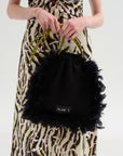 Fleece Pouch with Feather, Black