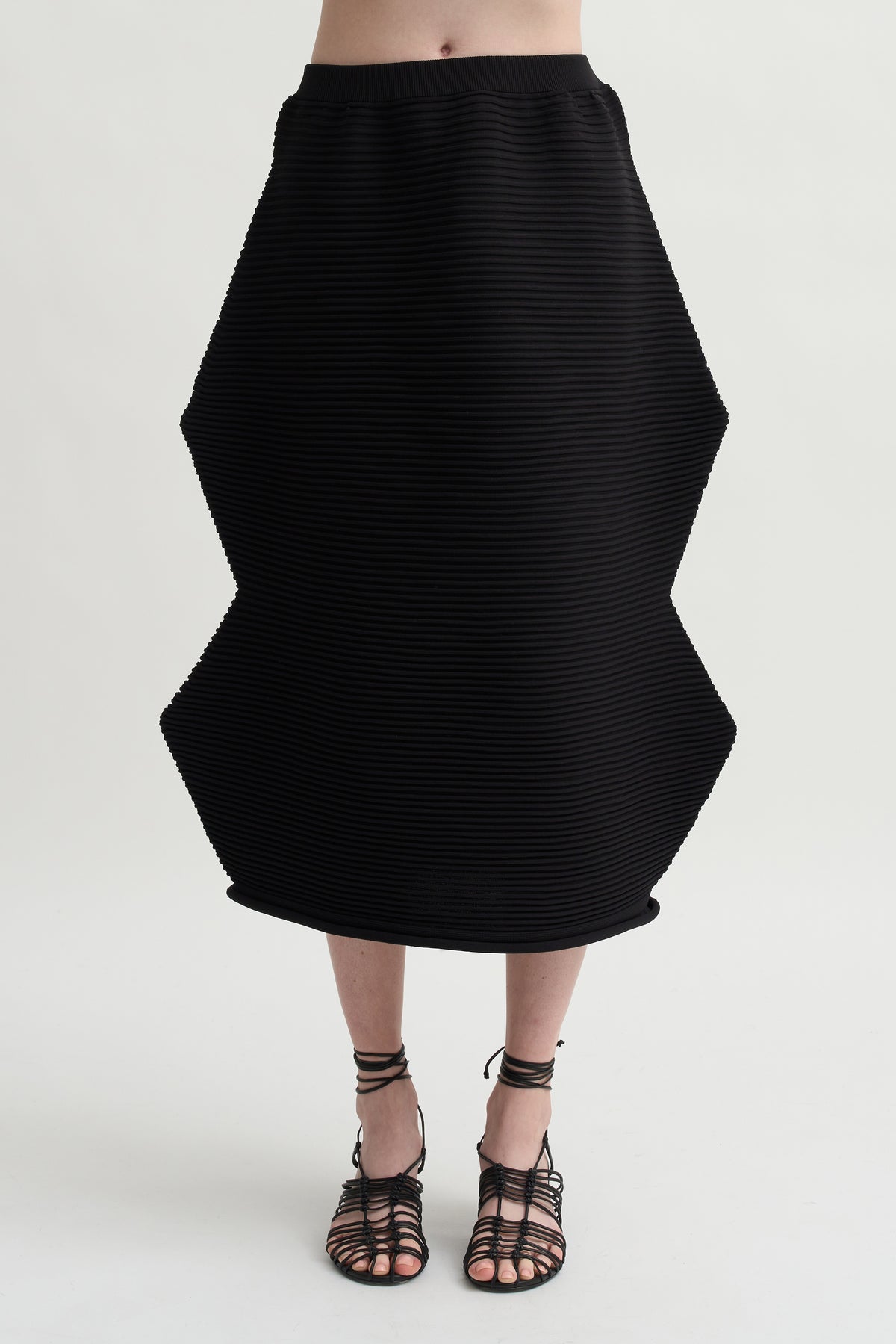 Zig Zag Knit Skirt, Black