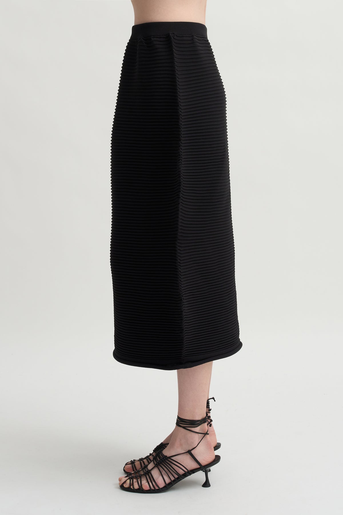 Zig Zag Knit Skirt, Black
