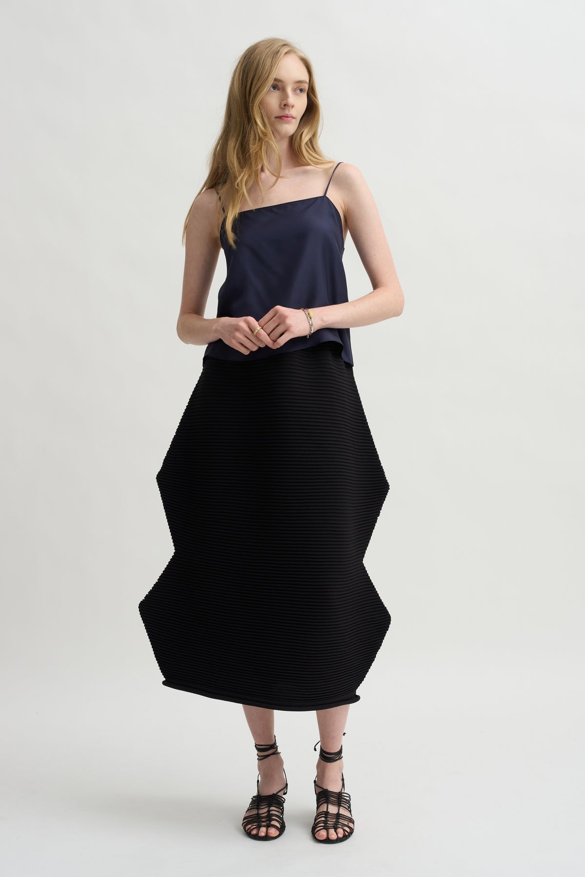 Zig Zag Knit Skirt, Black
