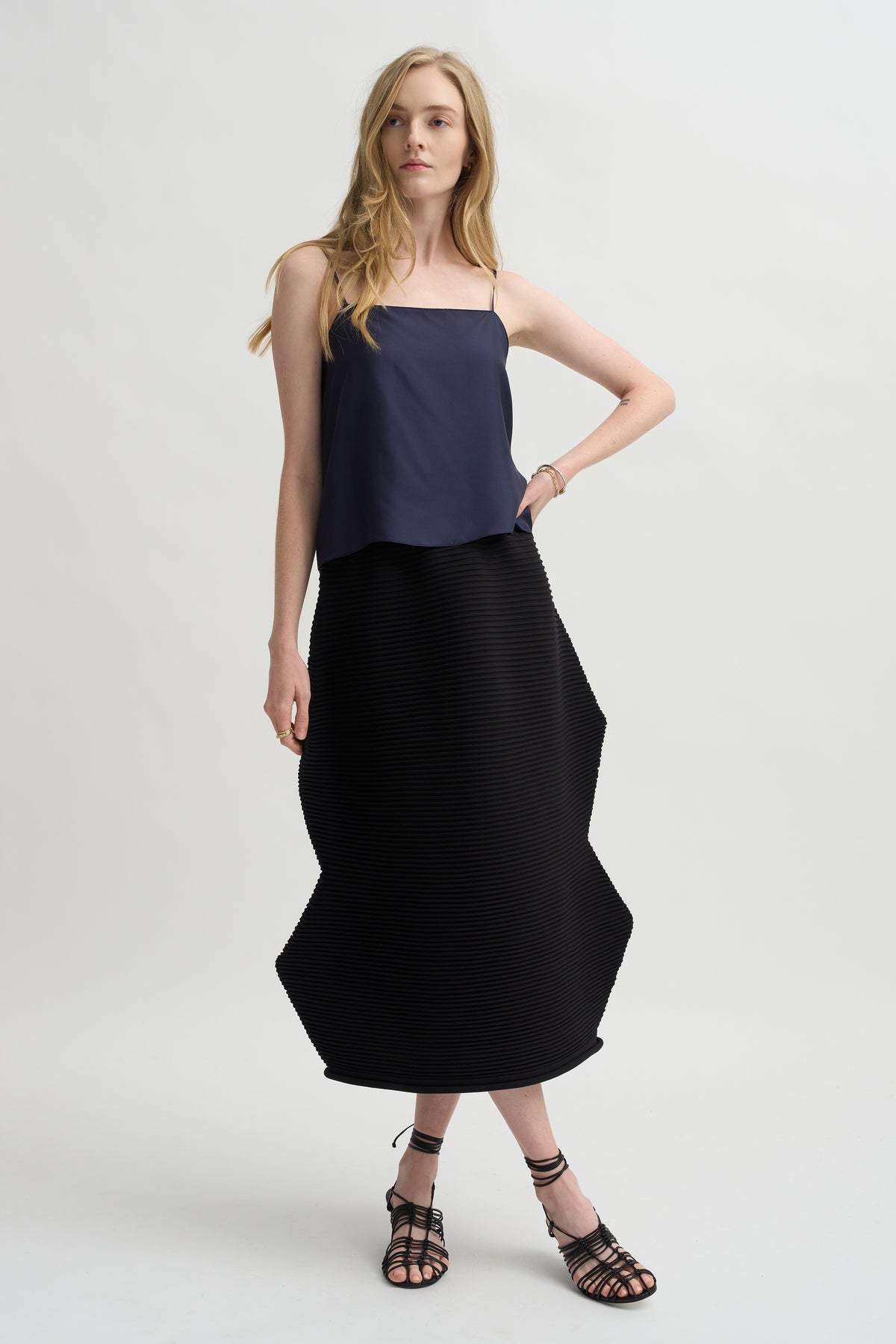 Zig Zag Knit Skirt, Black