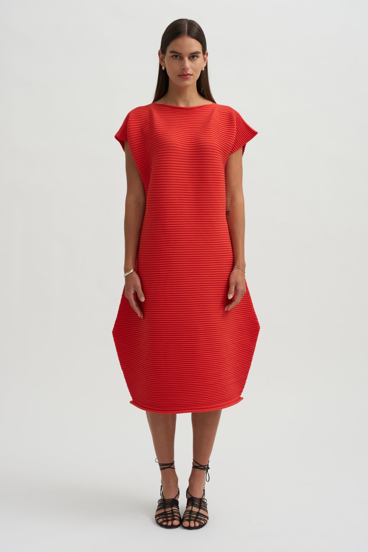 Zig Zag Knit Dress, Red