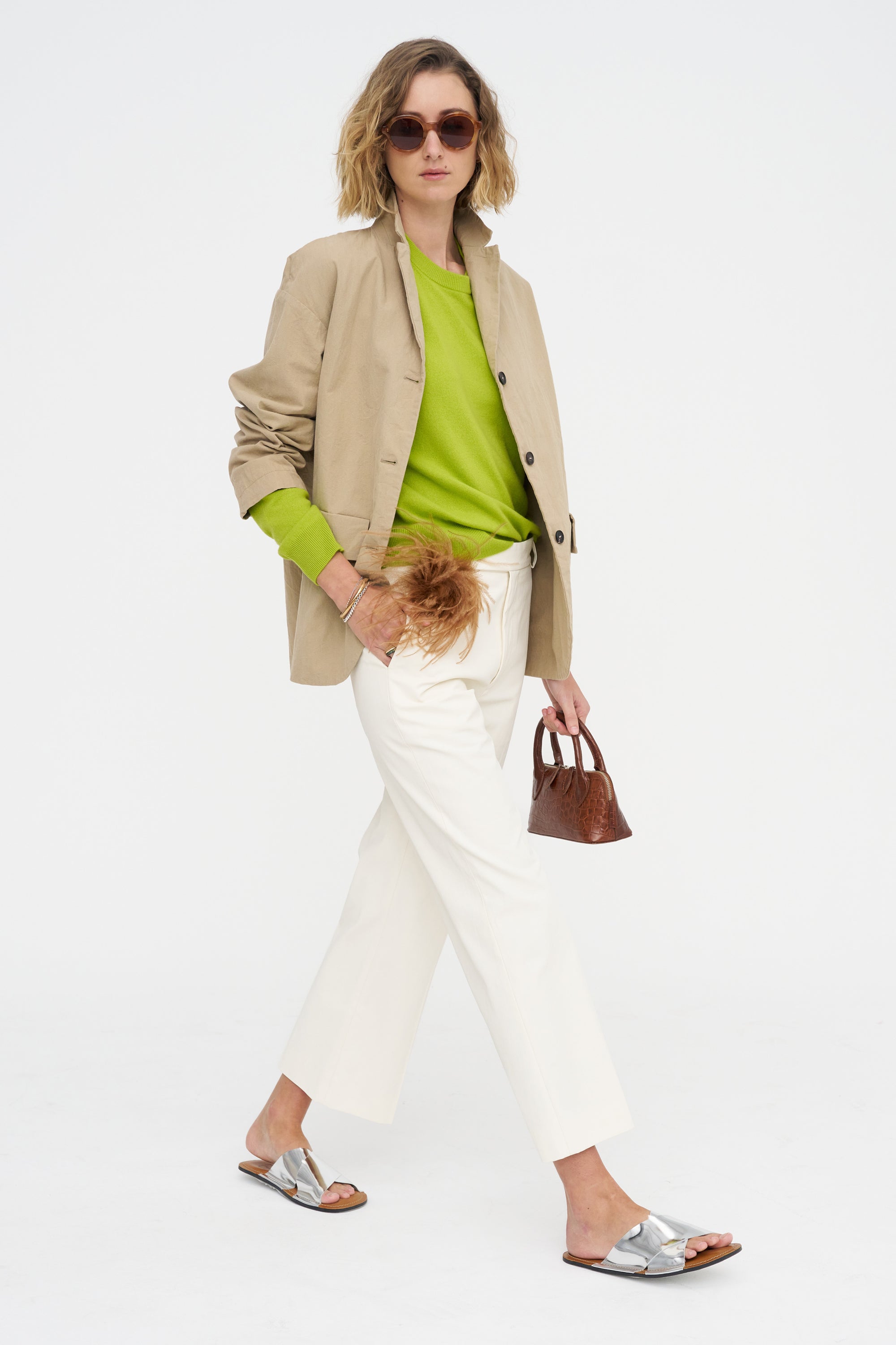 Wide Leg Trousers, Butter