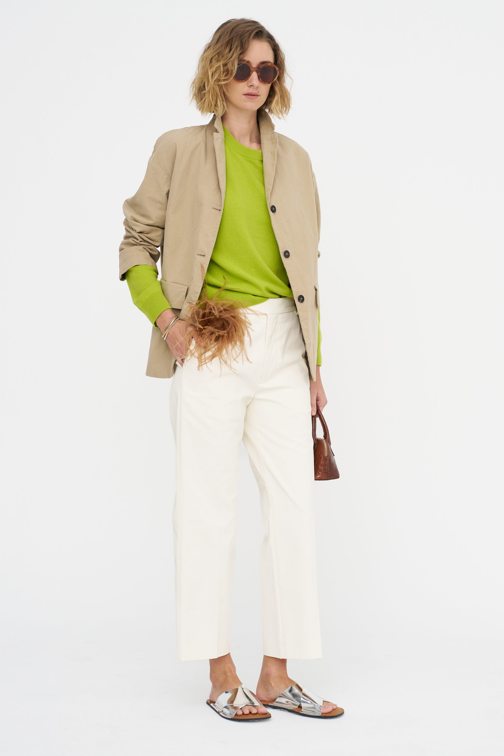 Wide Leg Trousers, Butter