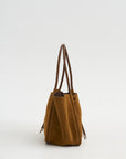 Large Ruched Tote Suede, Hazelnut