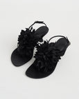 Tee Thong Flower Sandals, Black