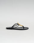 Uma Hardware Flat Sandals, Black