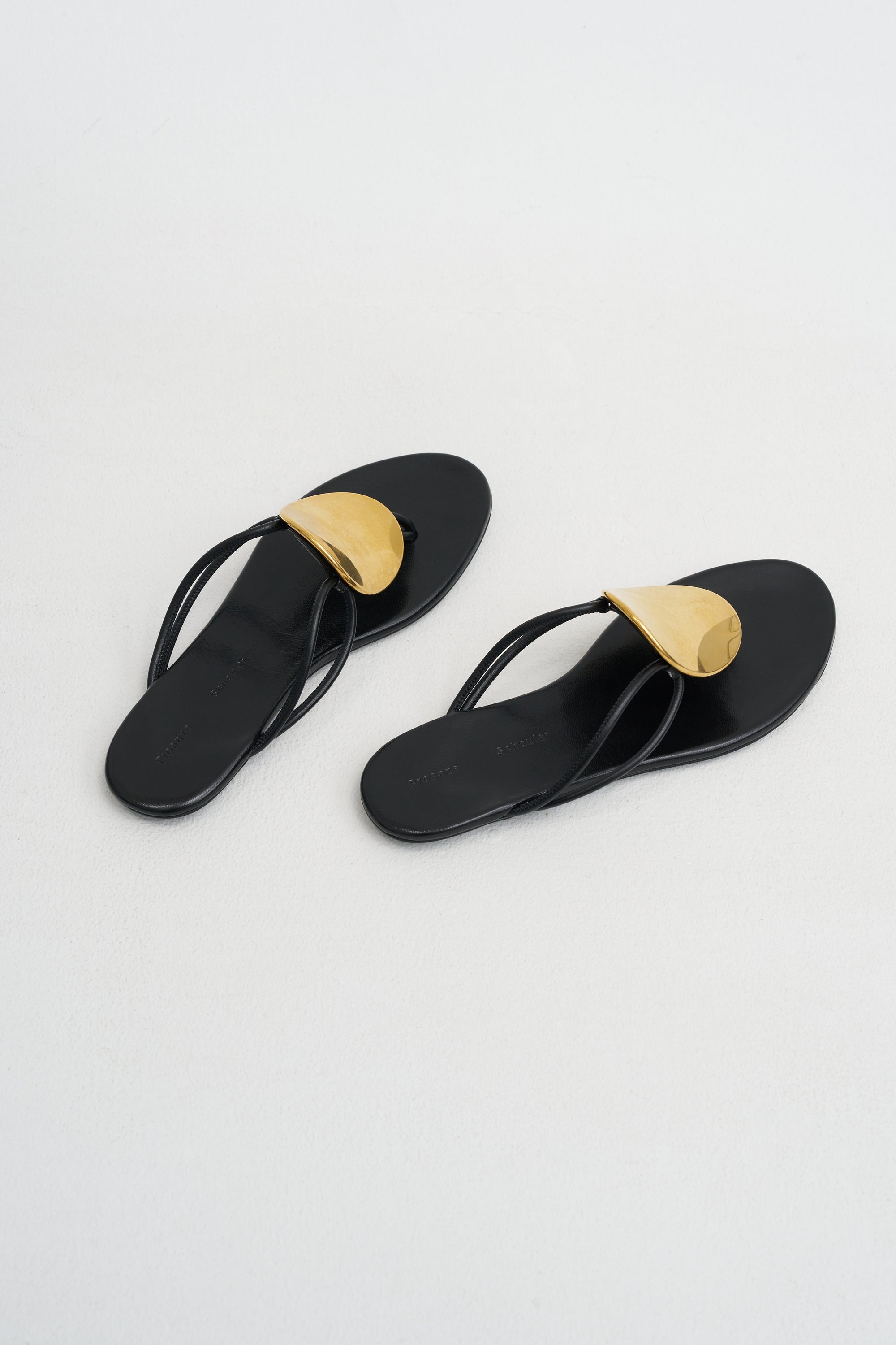 Uma Hardware Flat Sandals, Black