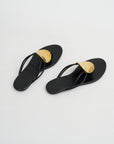Uma Hardware Flat Sandals, Black