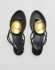 Uma Hardware Flat Sandals, Black