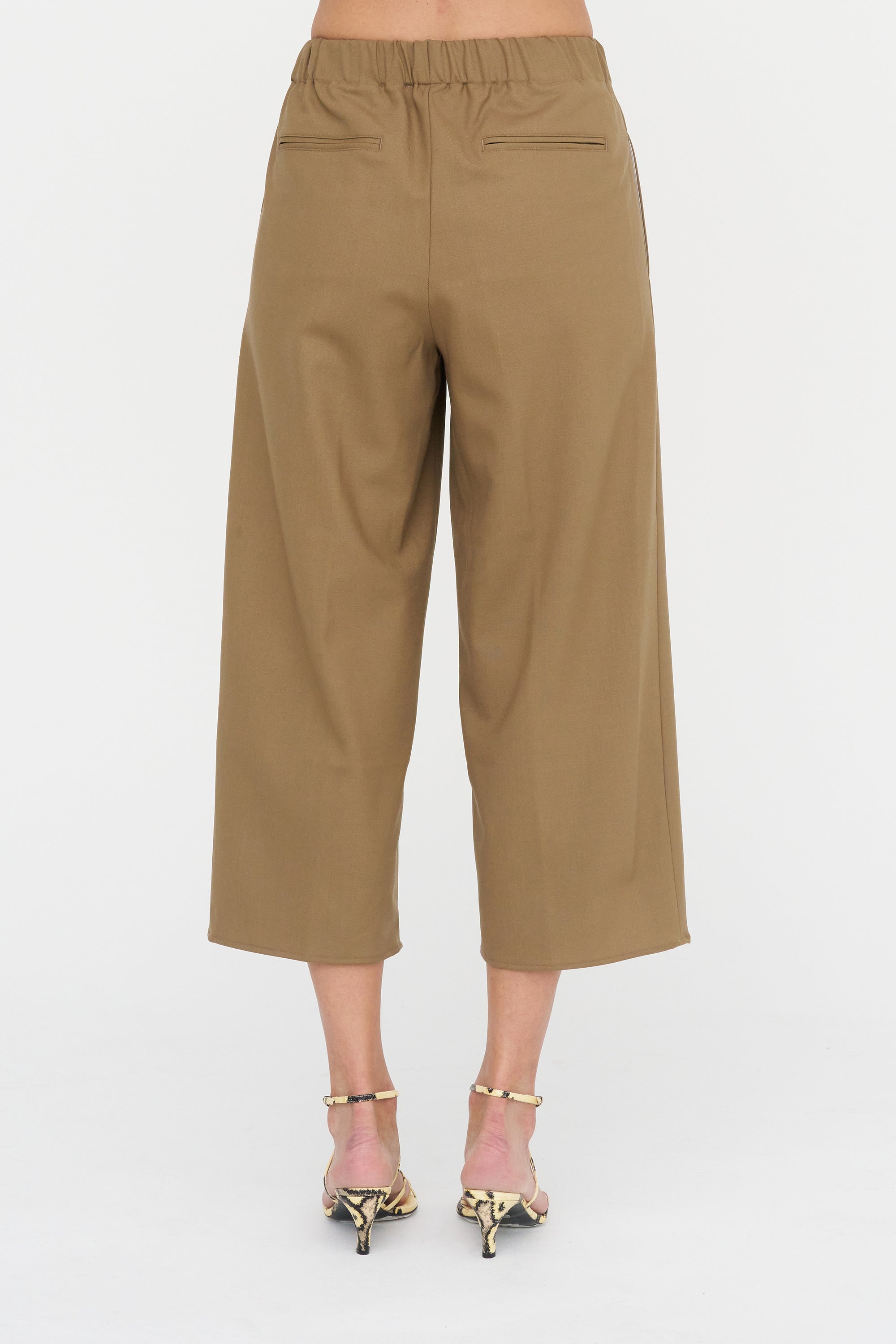 Pull On Wide Leg Crop, Caramel