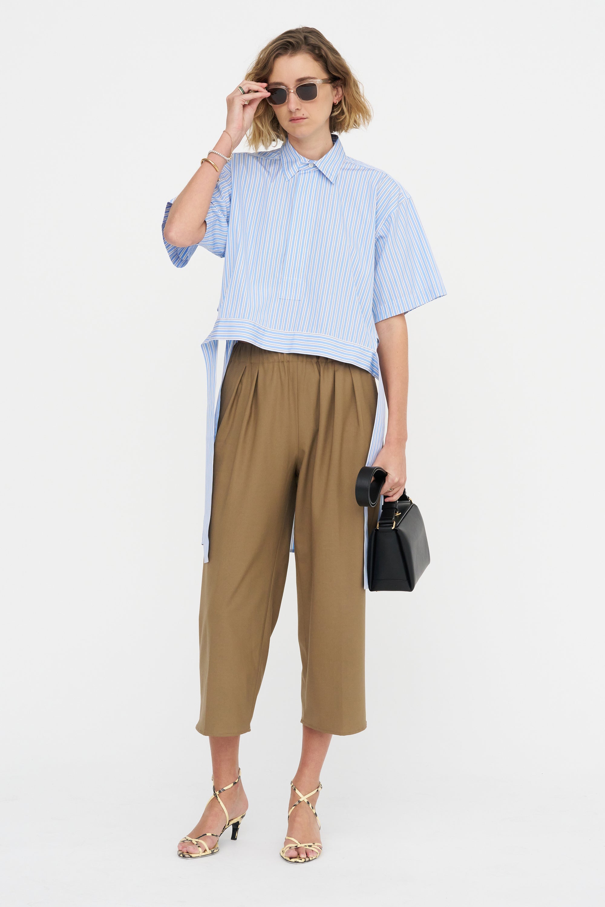 Pull On Wide Leg Crop, Caramel