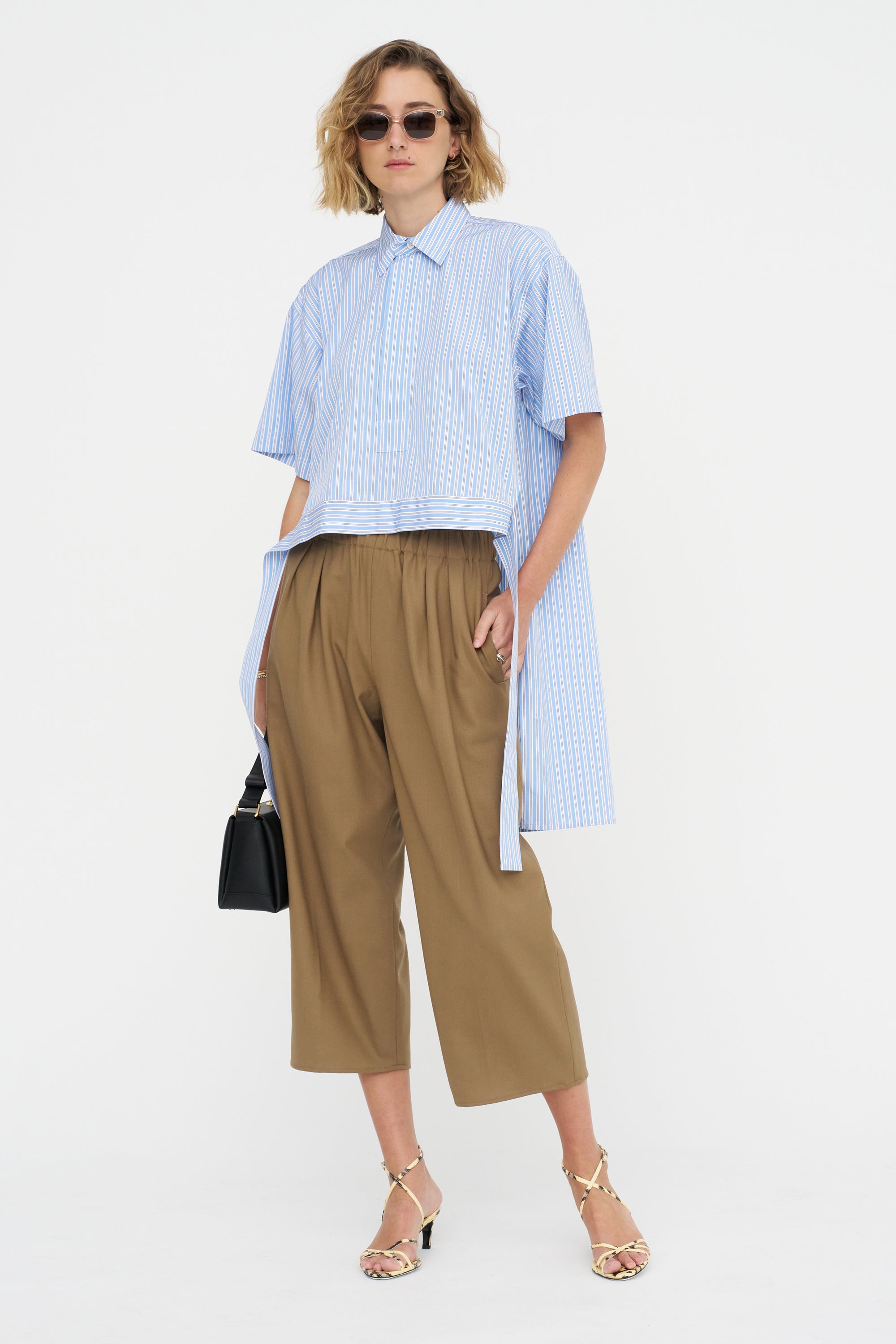 Pull On Wide Leg Crop, Caramel