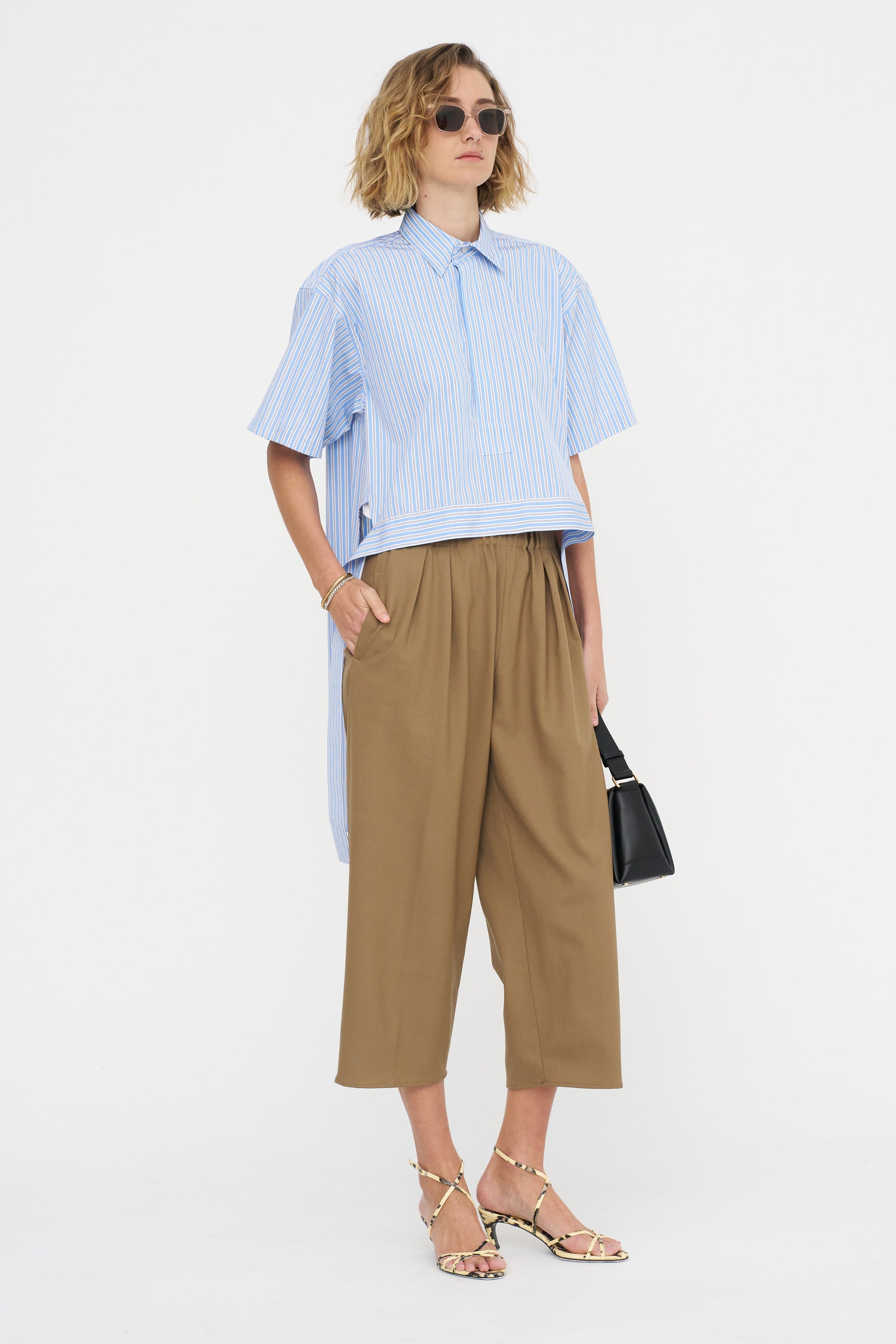 Pull On Wide Leg Crop, Caramel