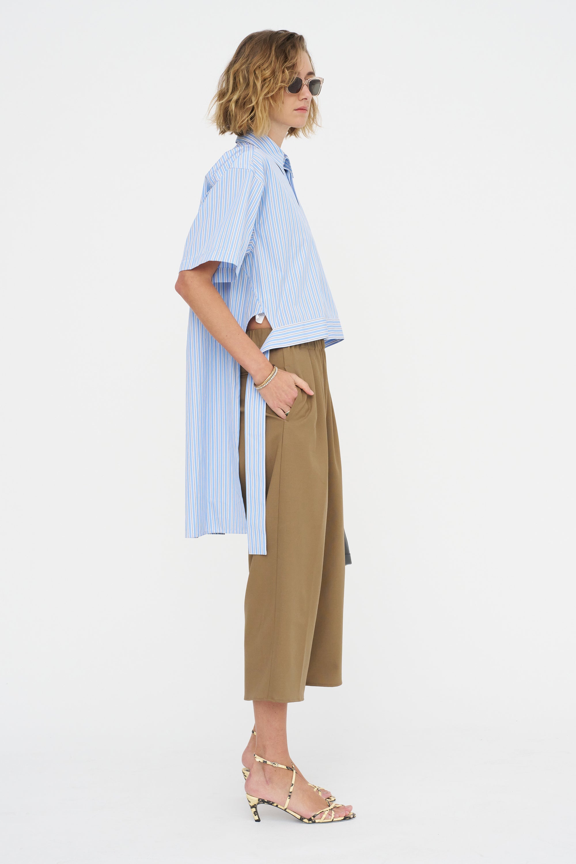 Pull On Wide Leg Crop, Caramel