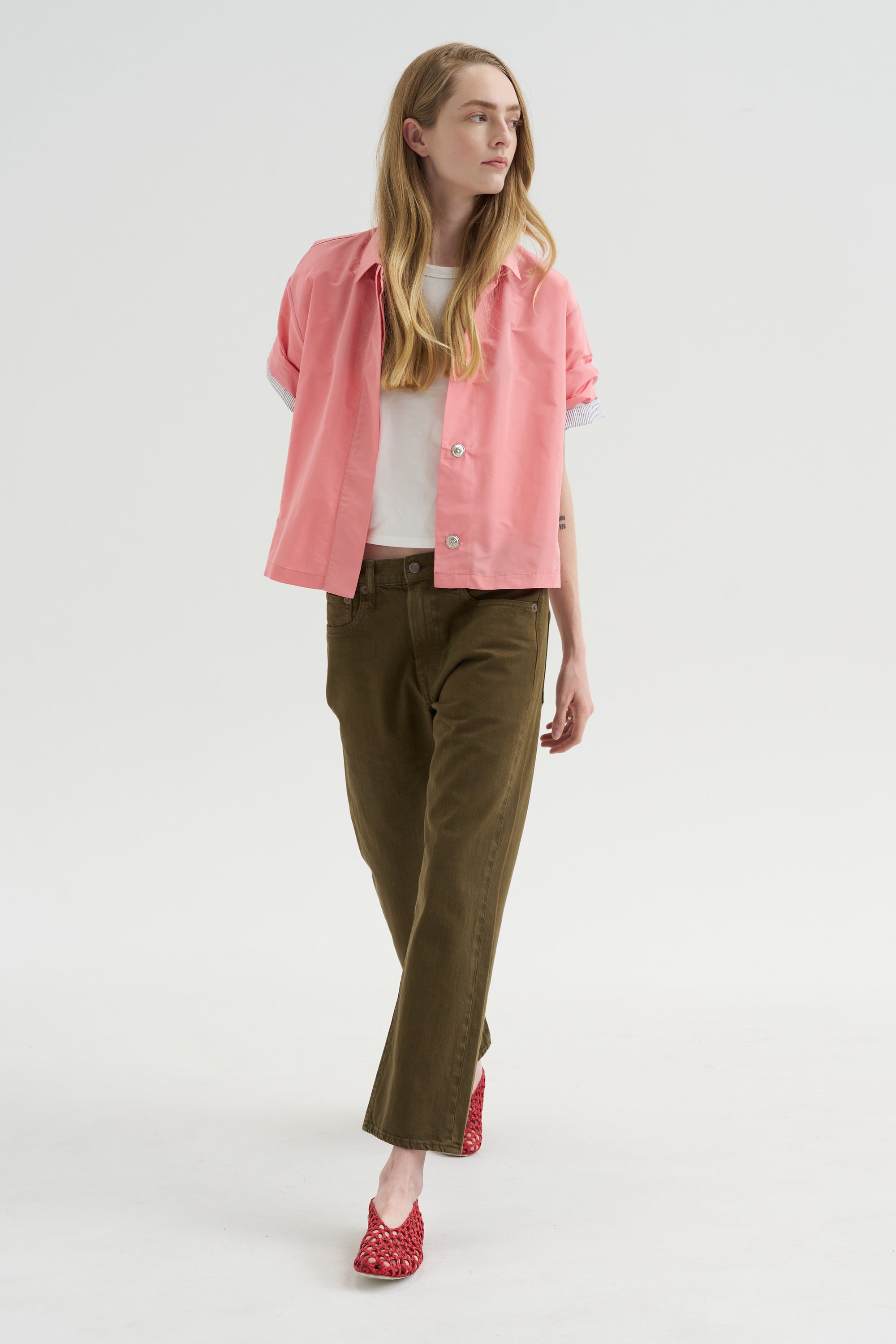 Kick Pleat Exclusive - Boyfriend Jean, Ash Olive Green