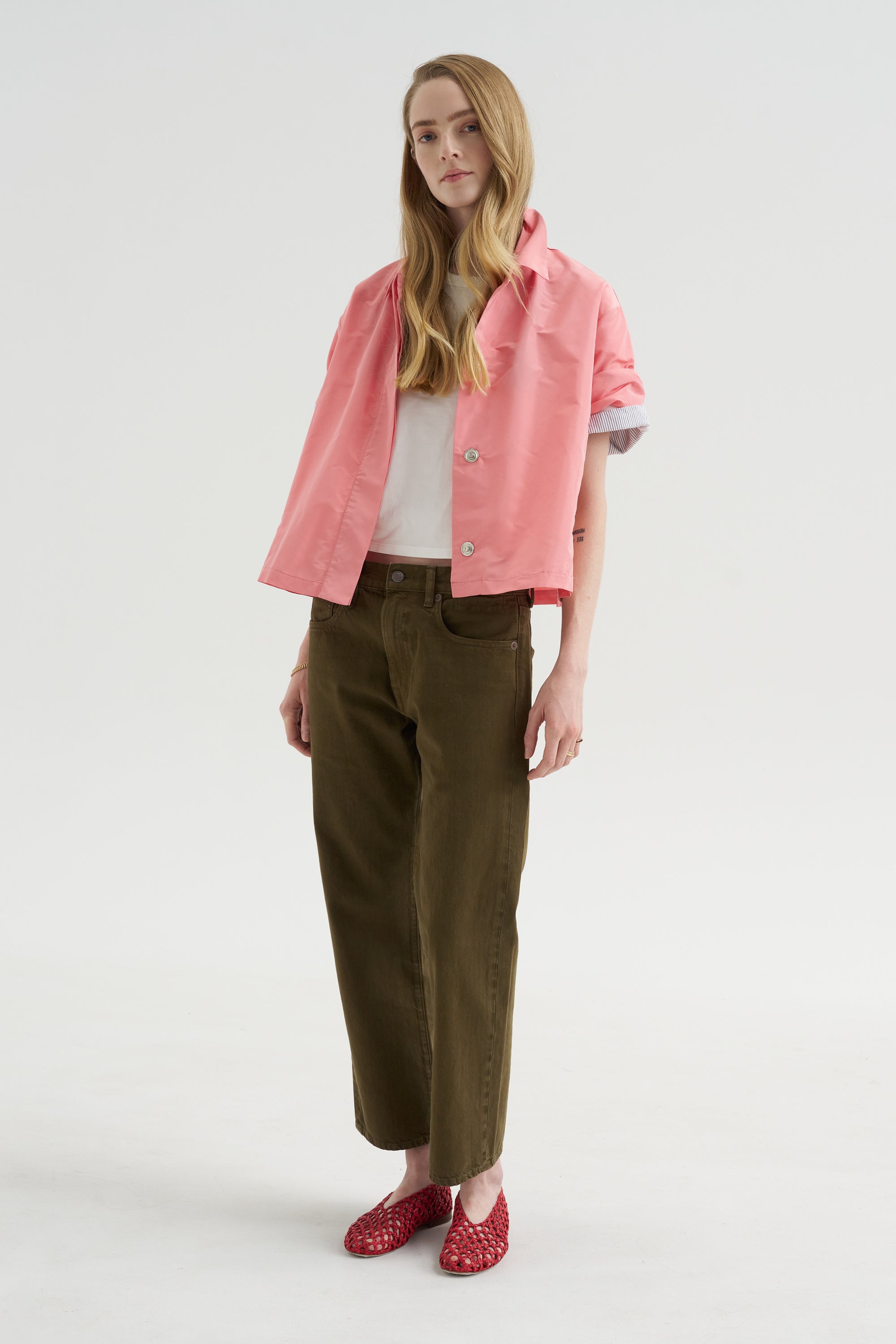 Kick Pleat Exclusive - Boyfriend Jean, Ash Olive Green