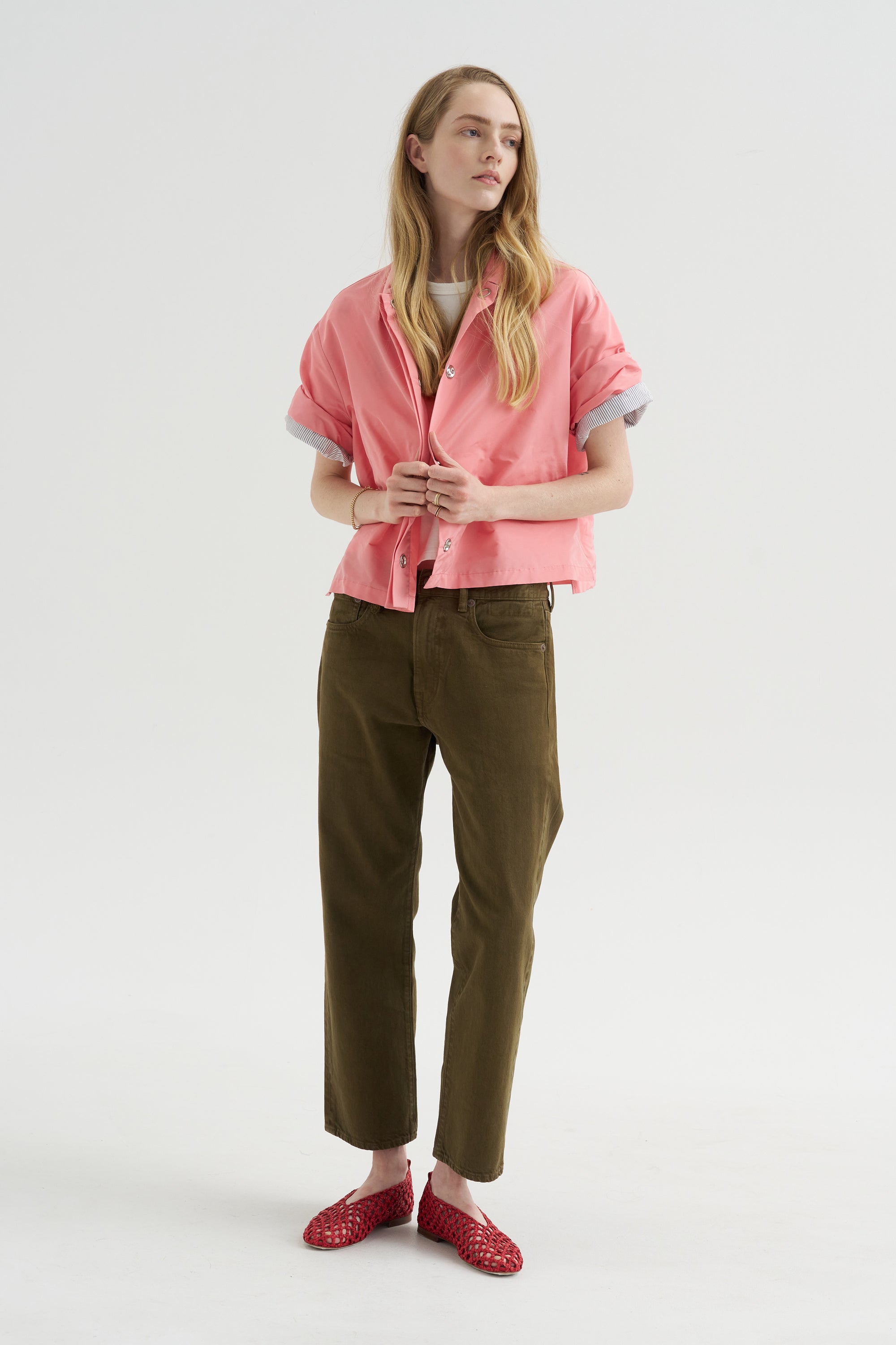 Kick Pleat Exclusive - Boyfriend Jean, Ash Olive Green