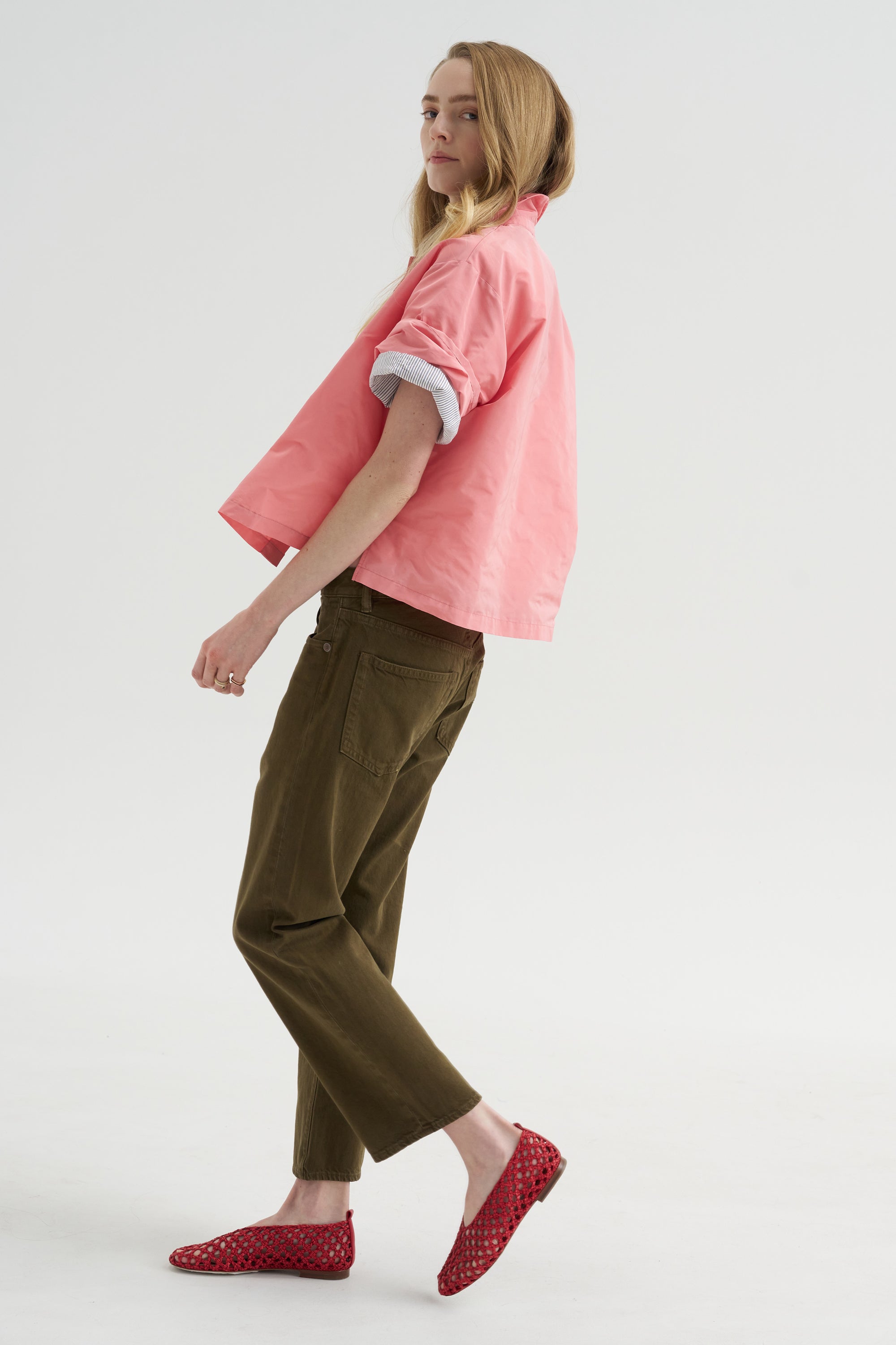 Kick Pleat Exclusive - Boyfriend Jean, Ash Olive Green