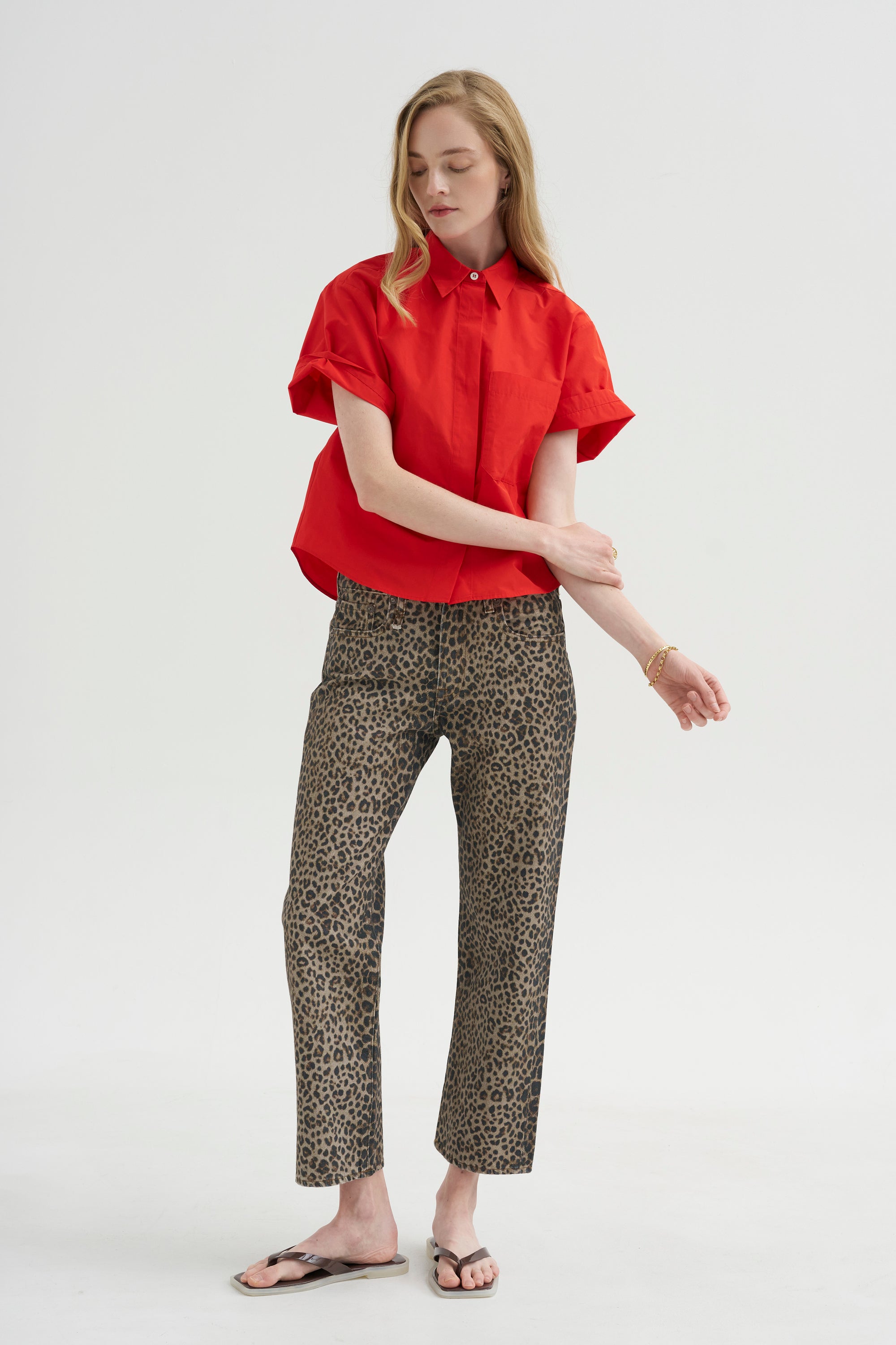 Kick Pleat Exclusive - Boyfriend Jean, Cheetah