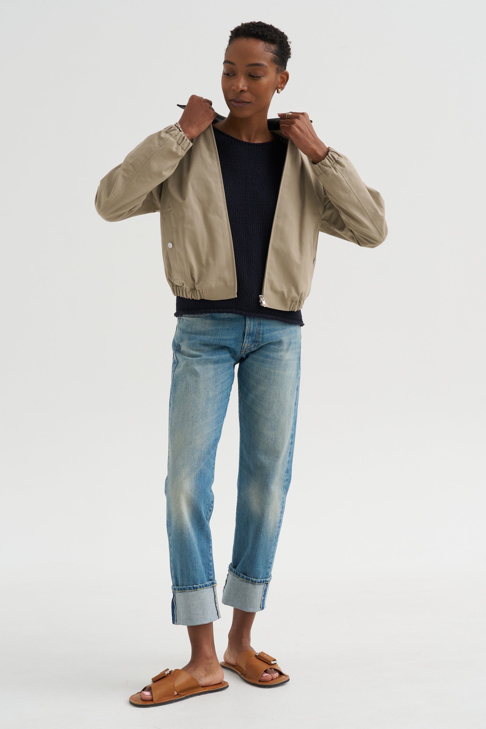 Cuffed Romeo Jean, Lapis Selvedge Blue Stretch