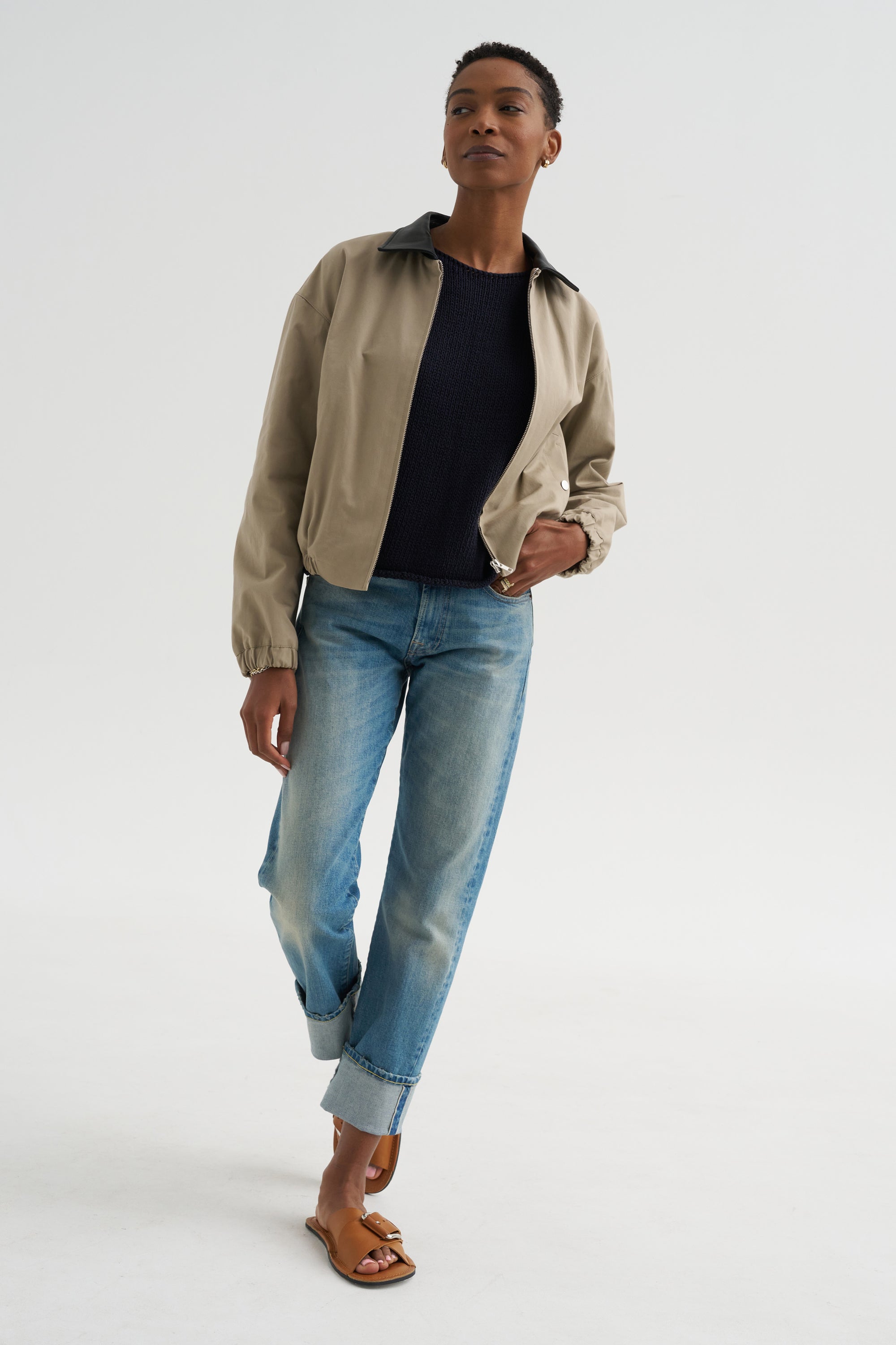 Cuffed Romeo Jean, Lapis Selvedge Blue Stretch