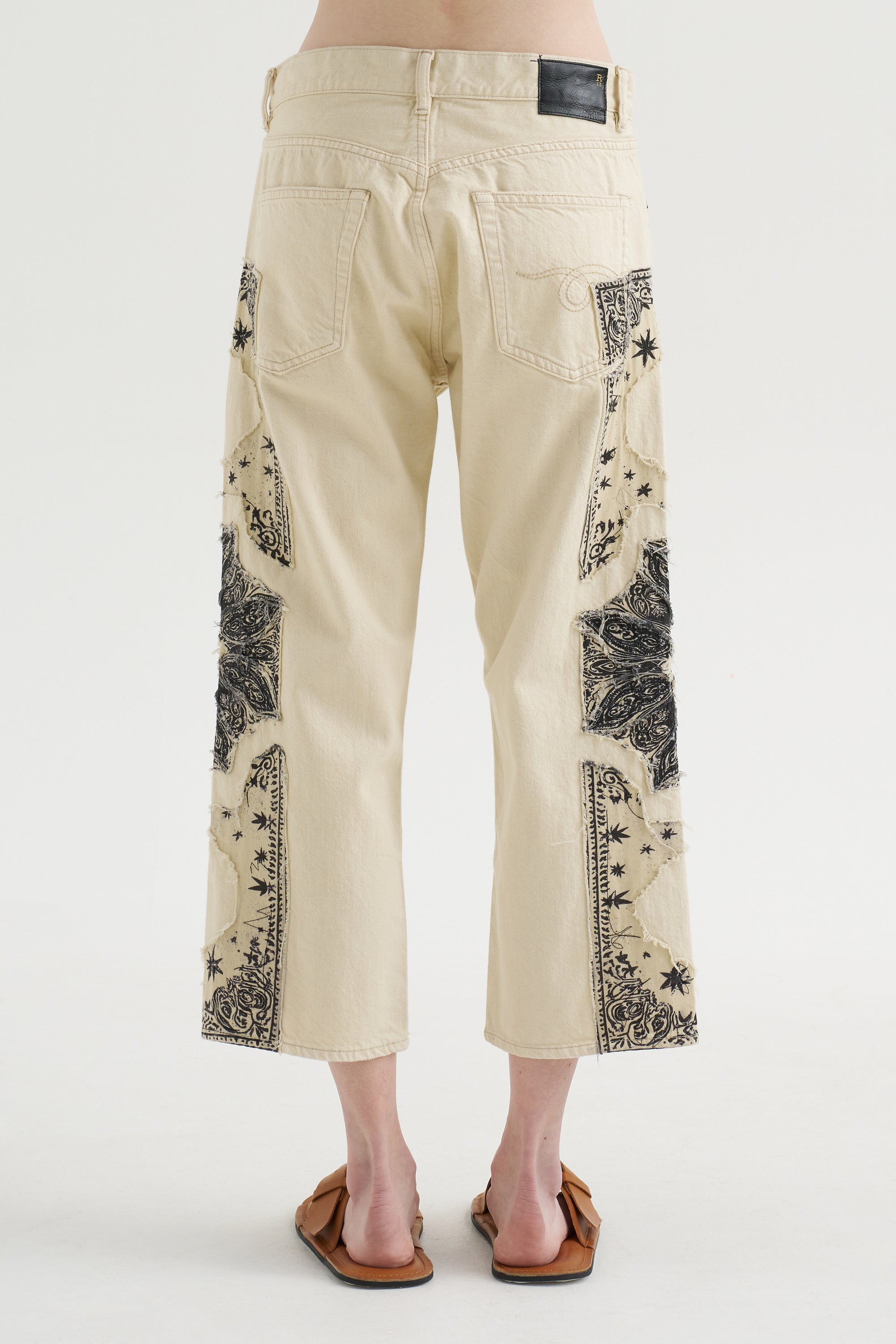 X-BF Jean, Ecru Bandana Applique