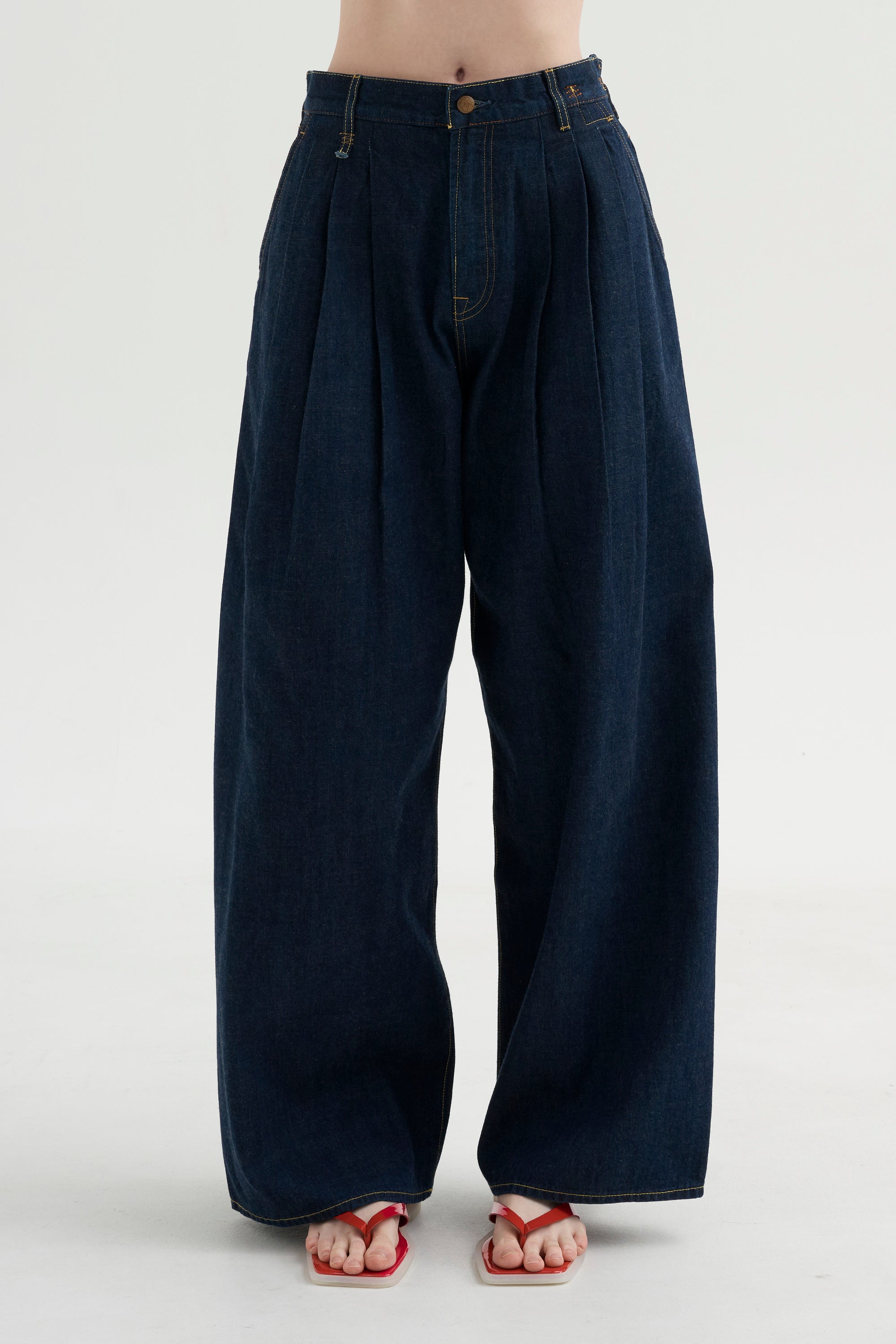 Triple Pleat Jean, Rinse Selvedge Indigo