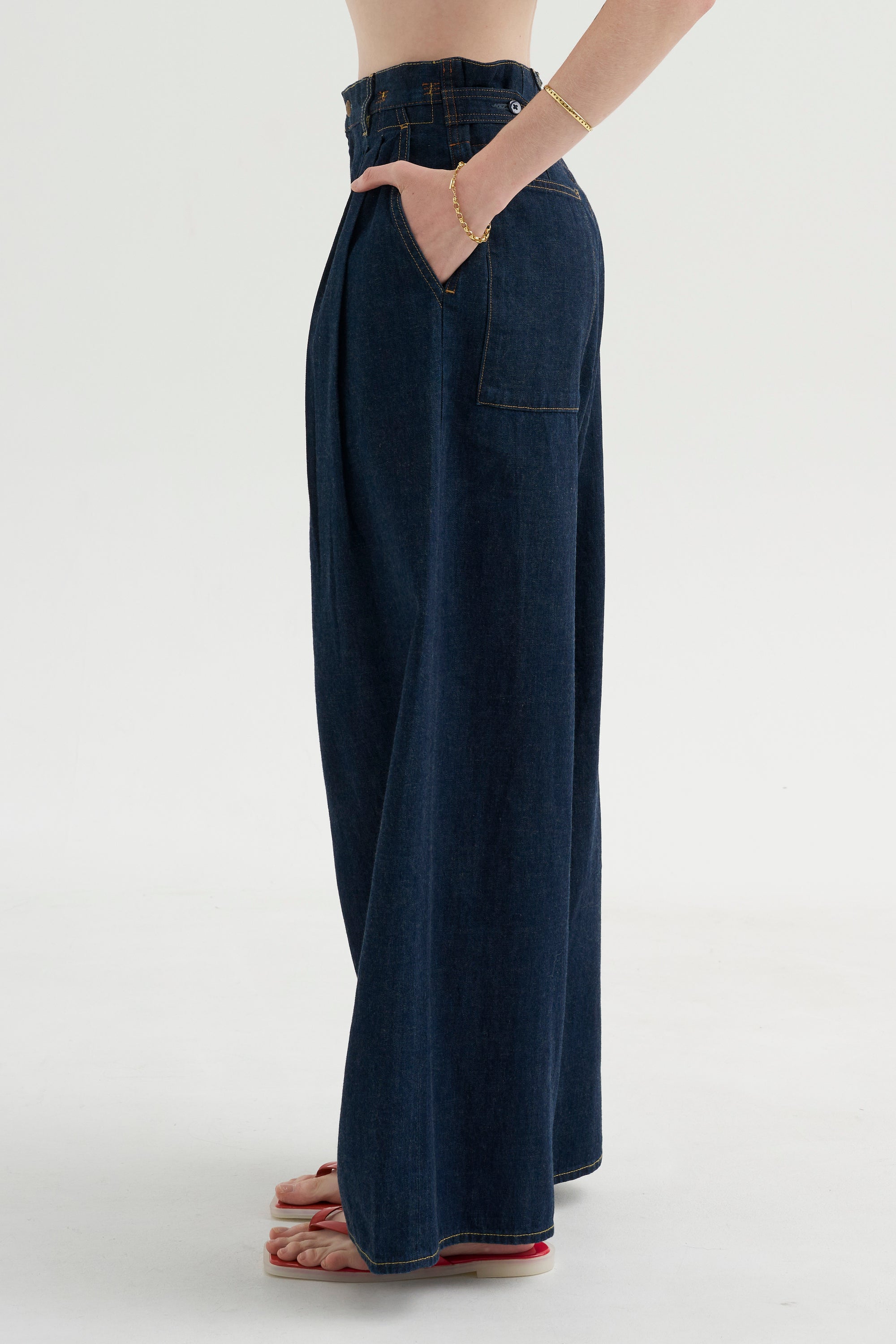 Triple Pleat Jean, Rinse Selvedge Indigo