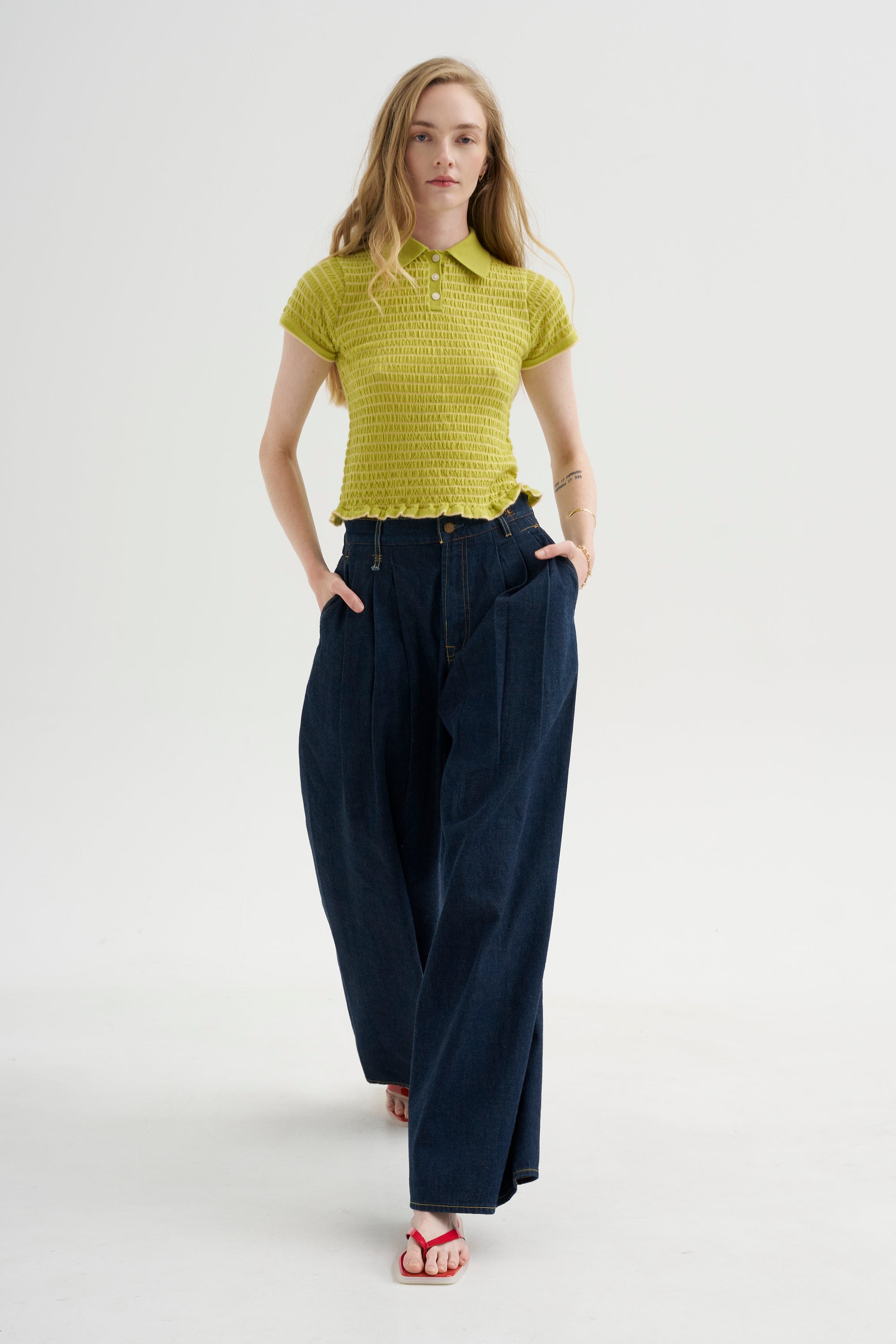 Triple Pleat Jean, Rinse Selvedge Indigo