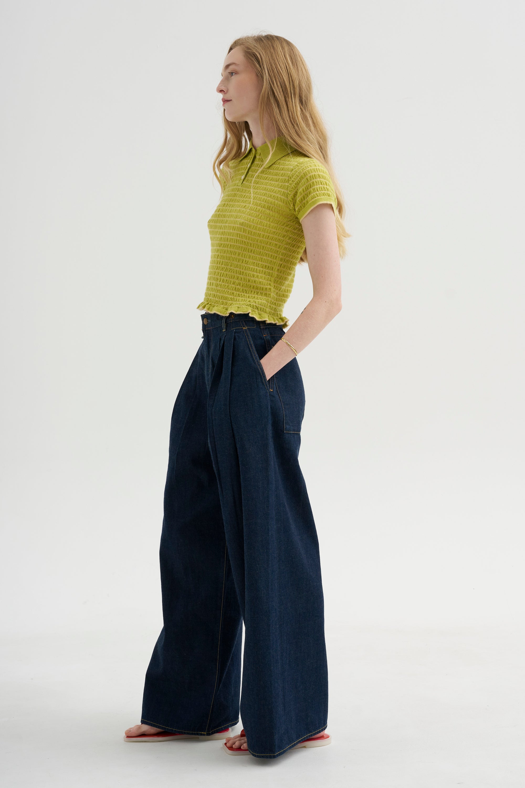 Triple Pleat Jean, Rinse Selvedge Indigo