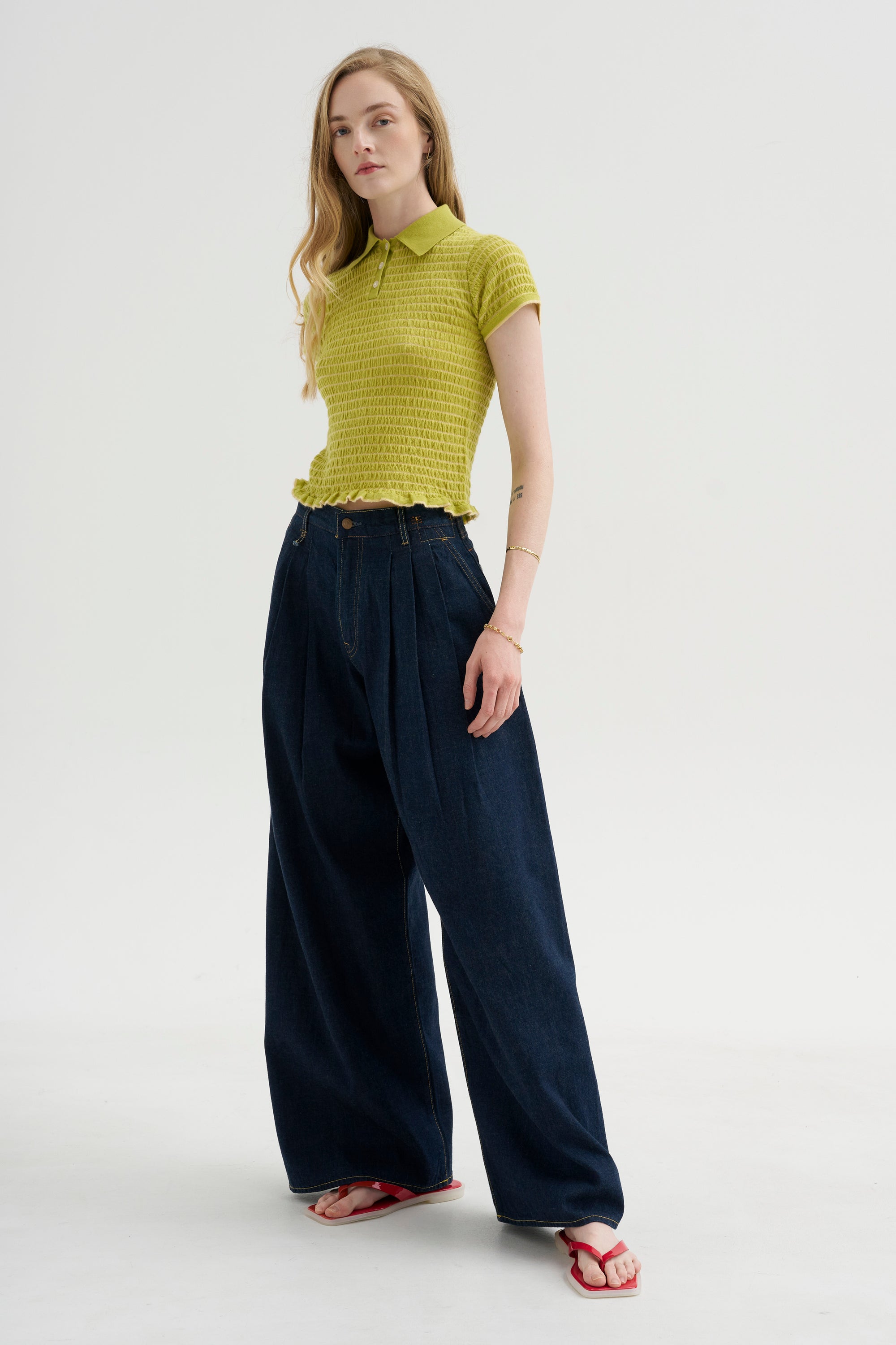 Triple Pleat Jean, Rinse Selvedge Indigo