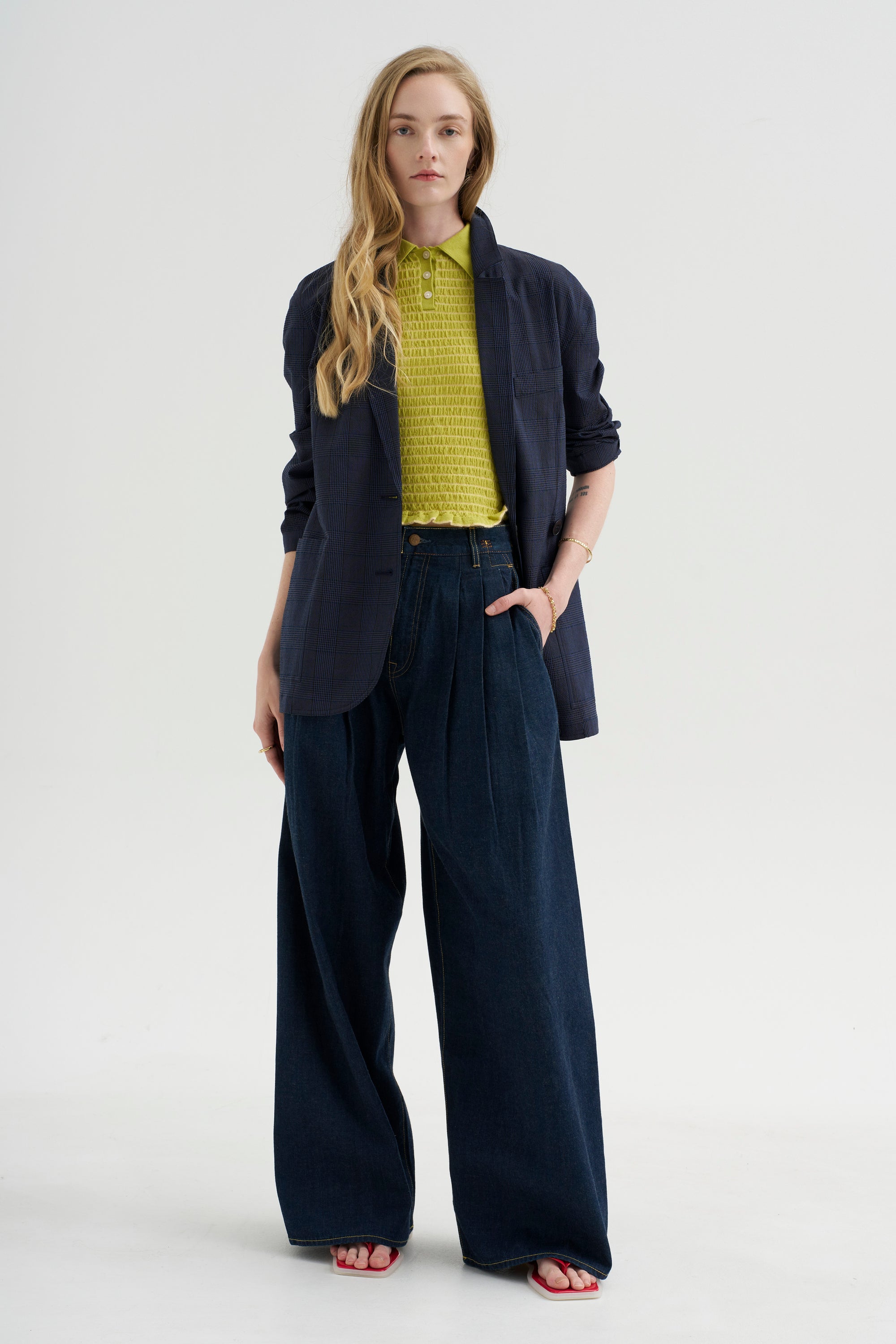 Triple Pleat Jean, Rinse Selvedge Indigo