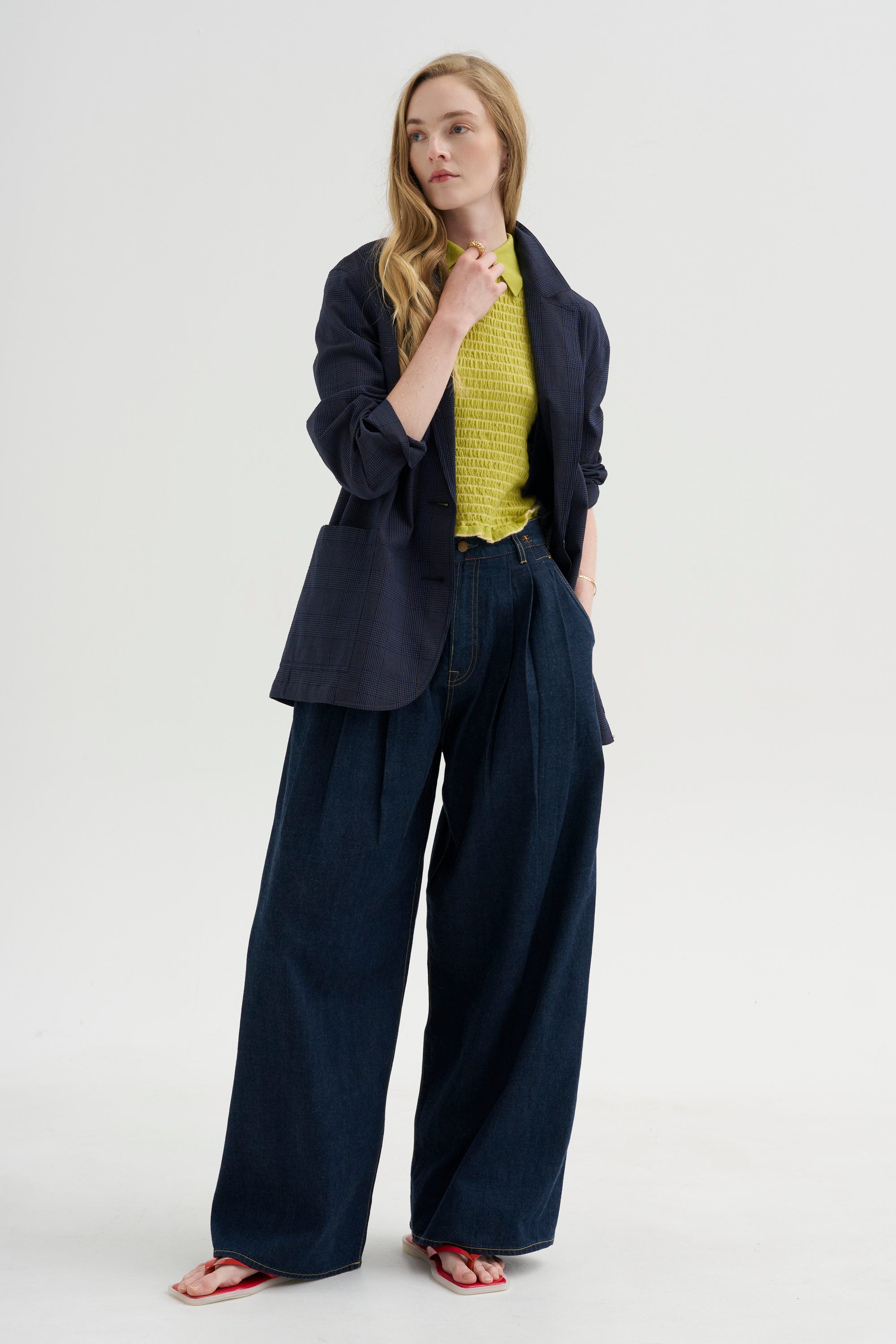 Triple Pleat Jean, Rinse Selvedge Indigo