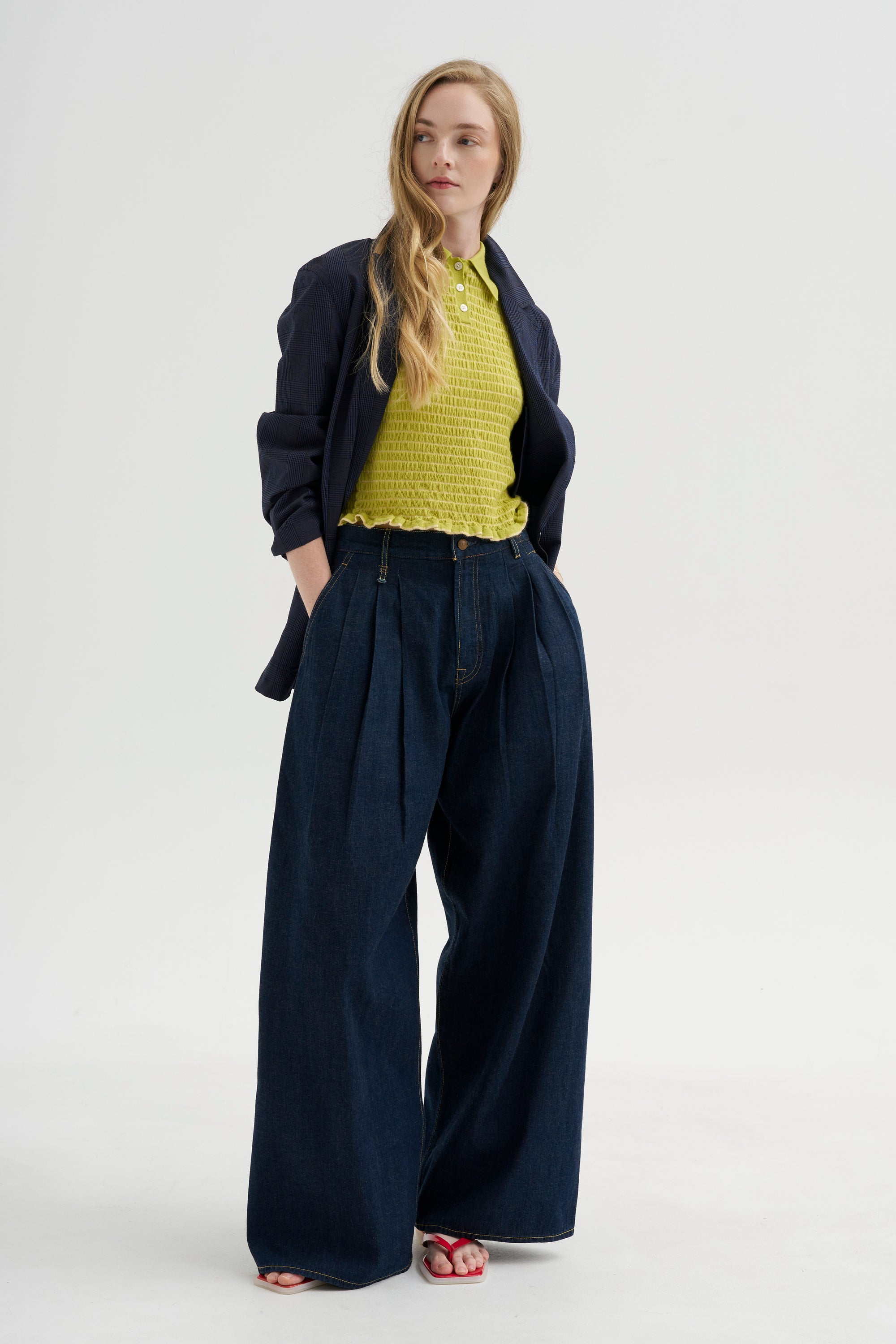 Triple Pleat Jean, Rinse Selvedge Indigo