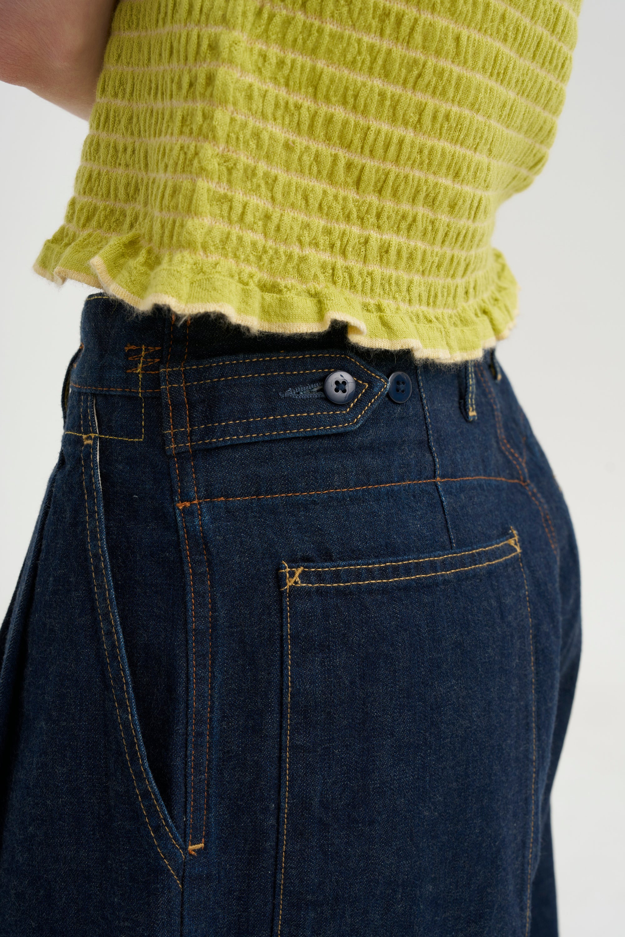 Triple Pleat Jean, Rinse Selvedge Indigo