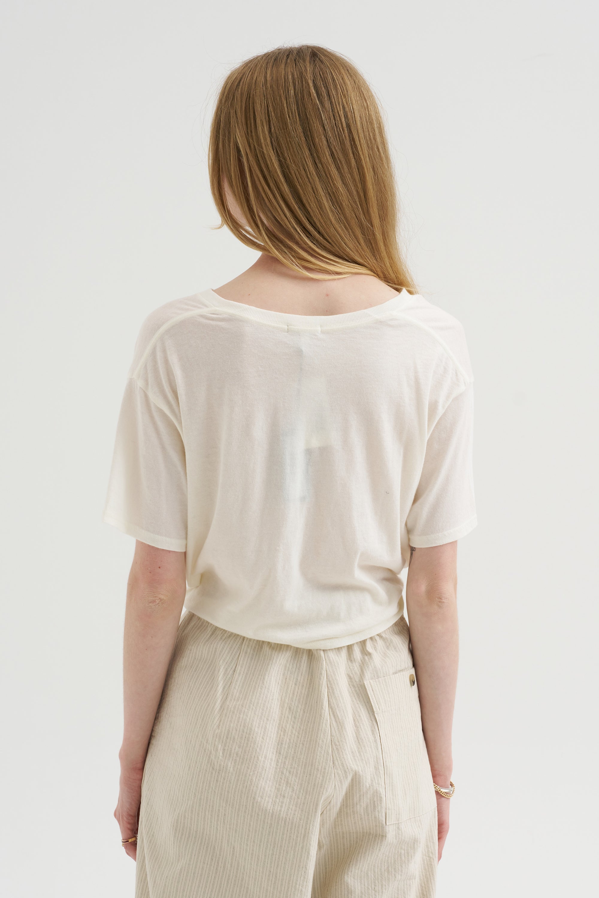 Twisted Front Tee, Ecru
