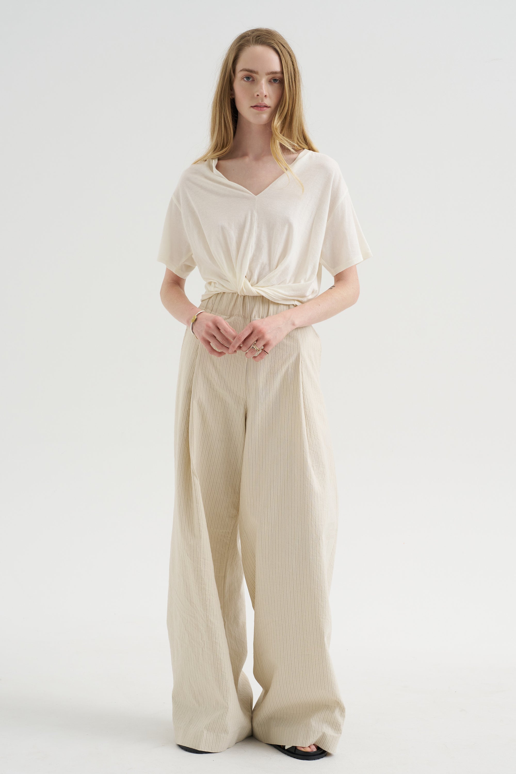 Twisted Front Tee, Ecru