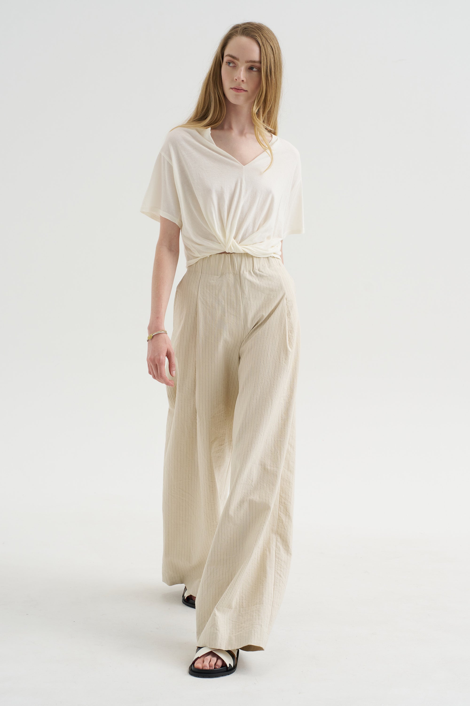 Twisted Front Tee, Ecru