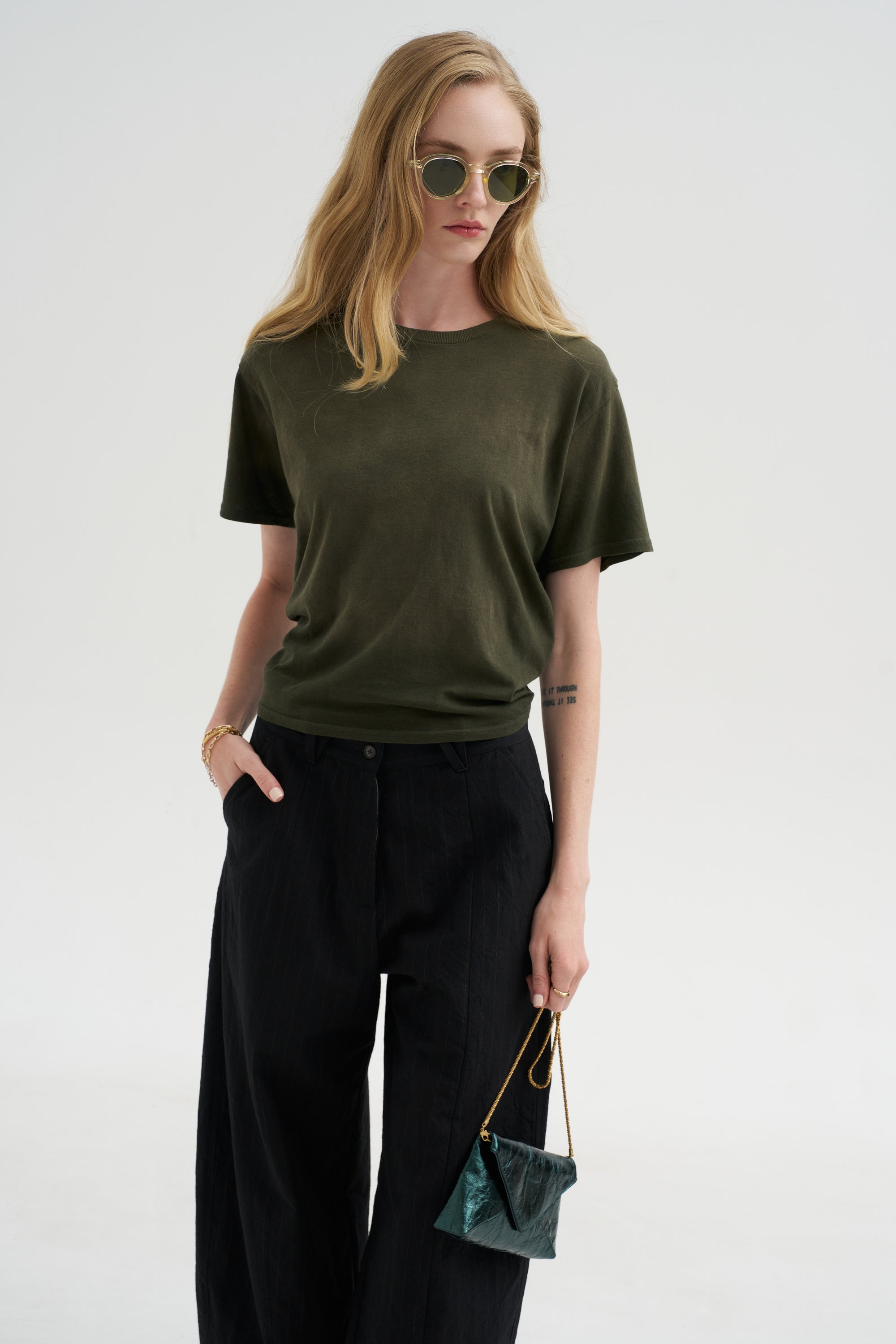 Tight Waist Tee, Washed Olive